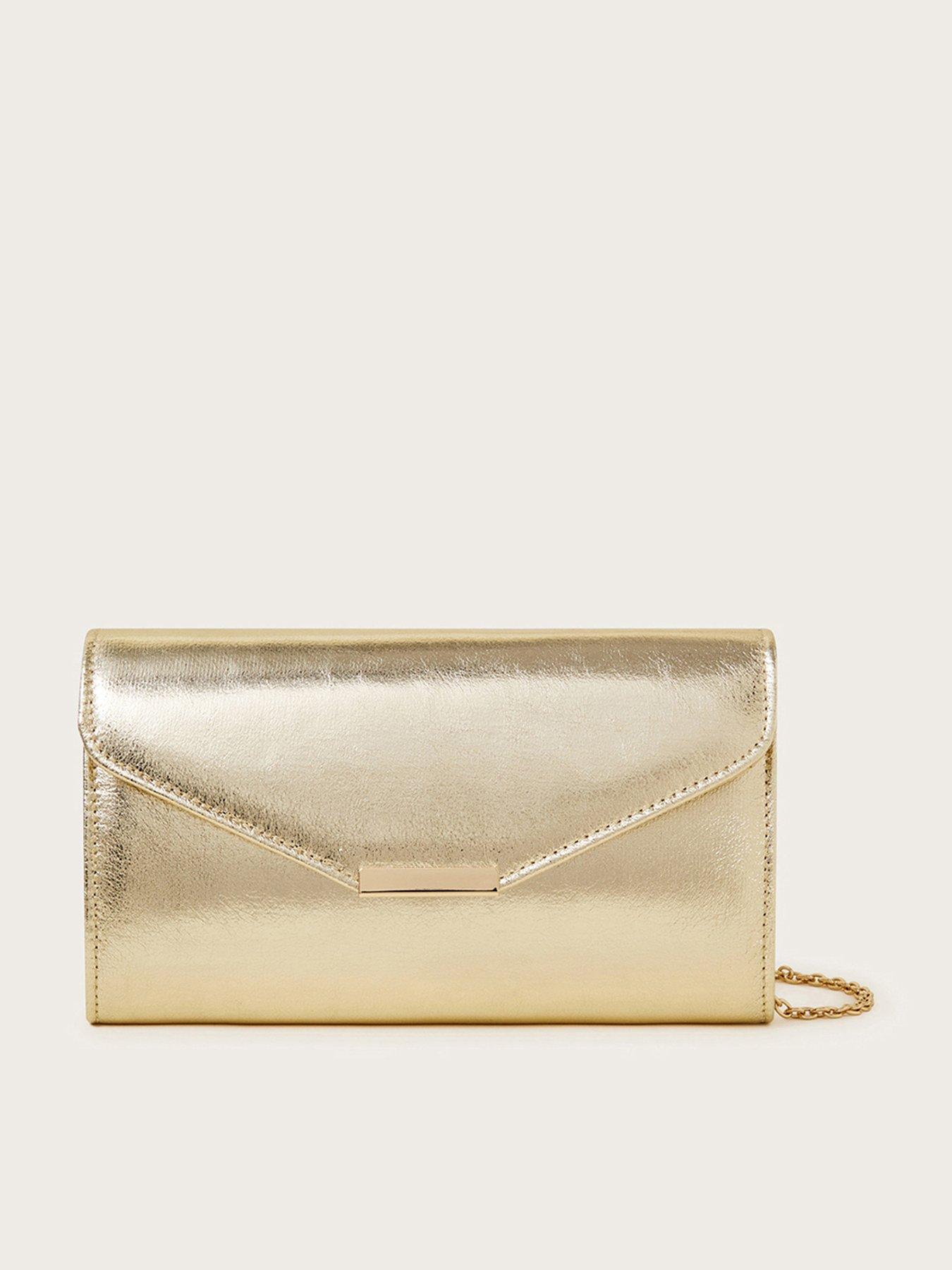  image of monsoon-metallic-clutch-bag-gold