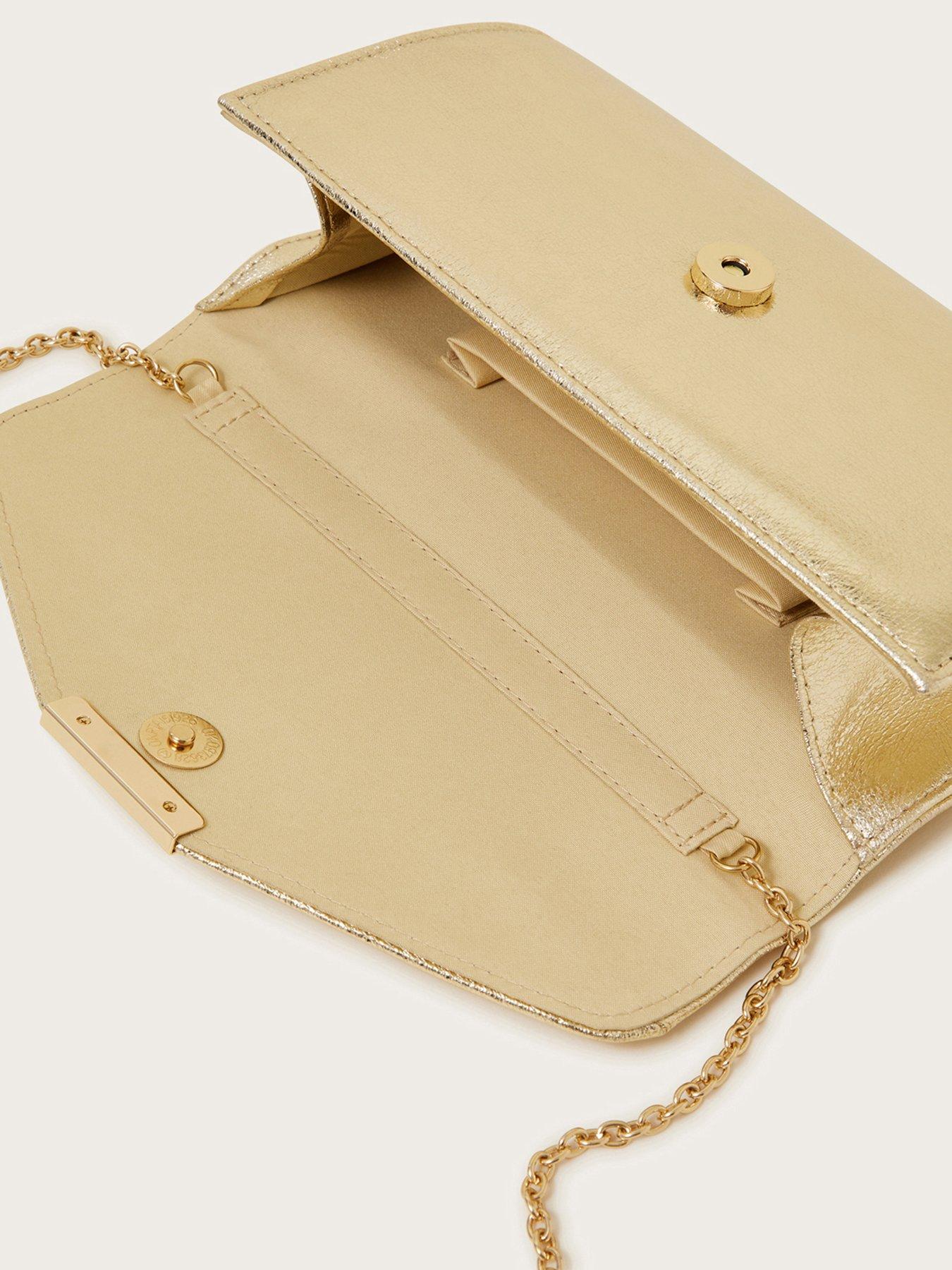  image of monsoon-metallic-clutch-bag-gold
