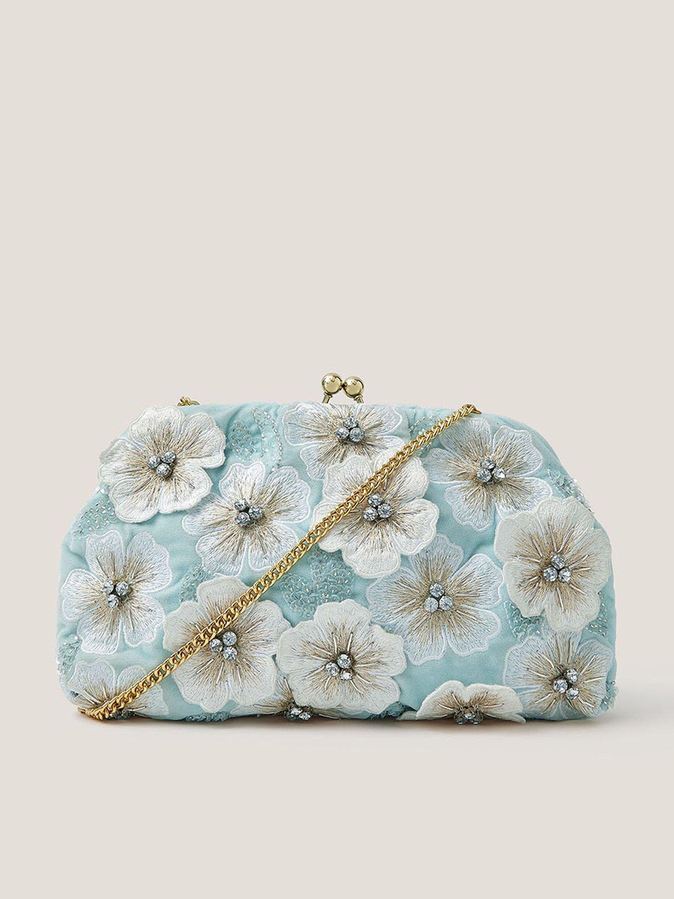 Monsoon Mara 3D Applique Flower Clutch - Blue