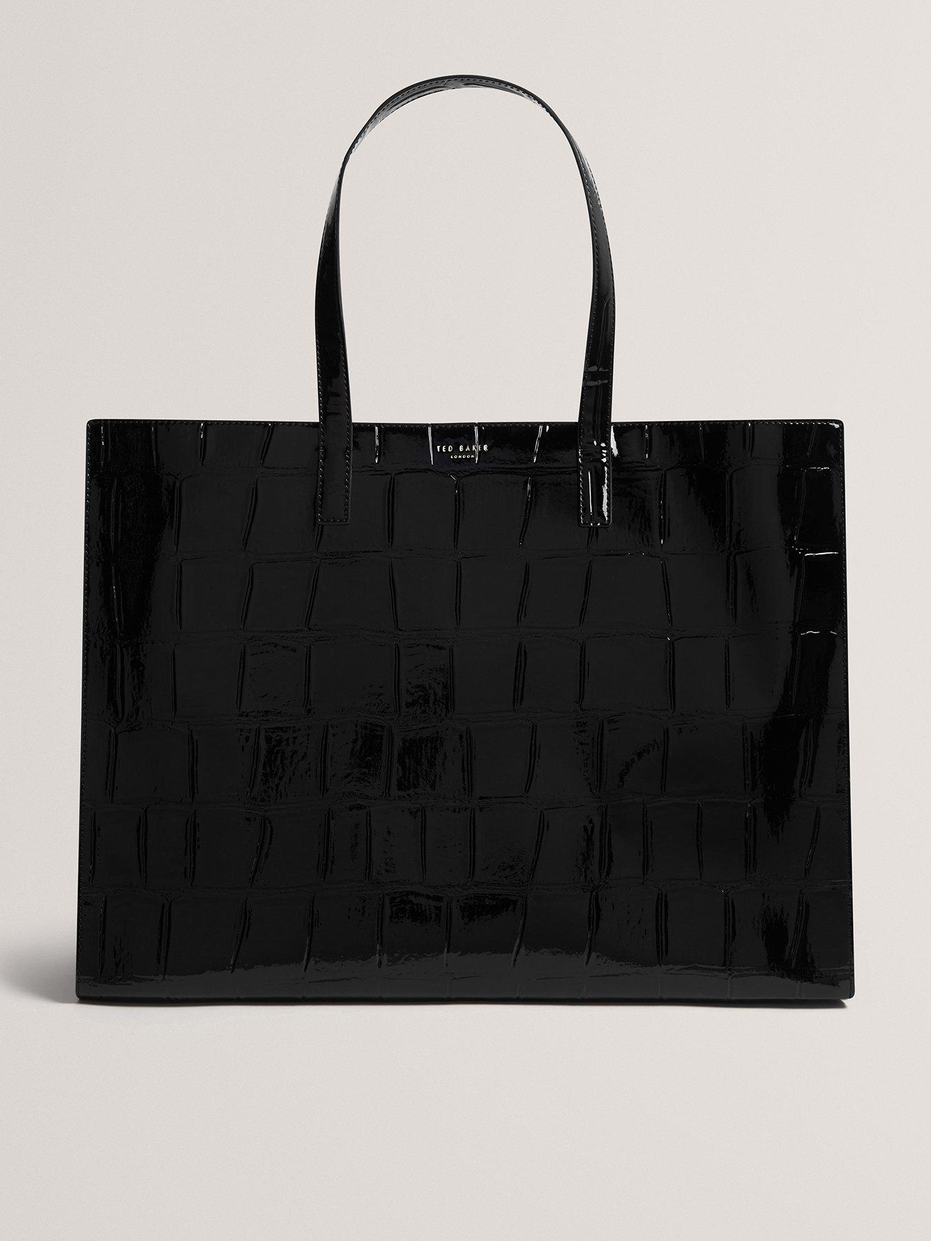 Image 1 of 5 of Ted Baker Croc Effect Wide Icon Tote Bag - Black