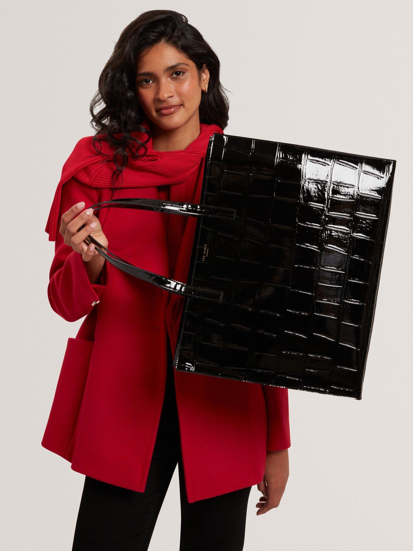 Image 2 of 5 of Ted Baker Croc Effect Wide Icon Tote Bag - Black