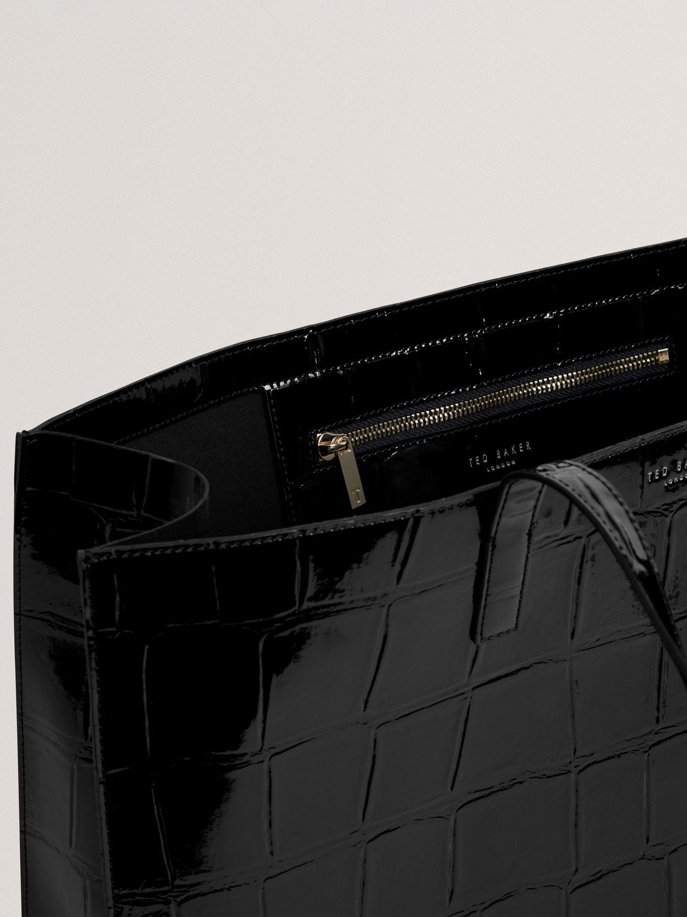 Image 5 of 5 of Ted Baker Croc Effect Wide Icon Tote Bag - Black