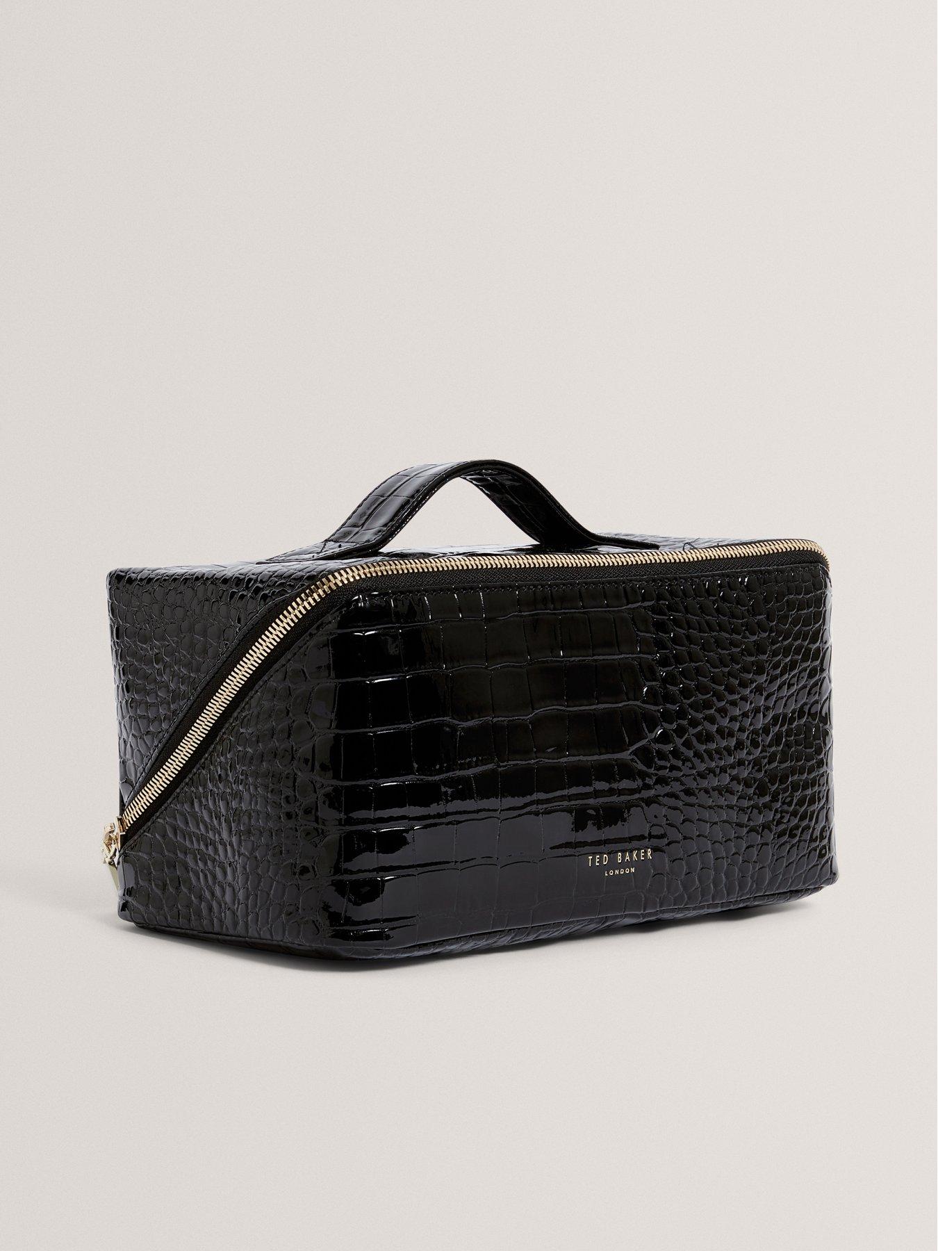  image of ted-baker-croc-effect-make-up-bag-black