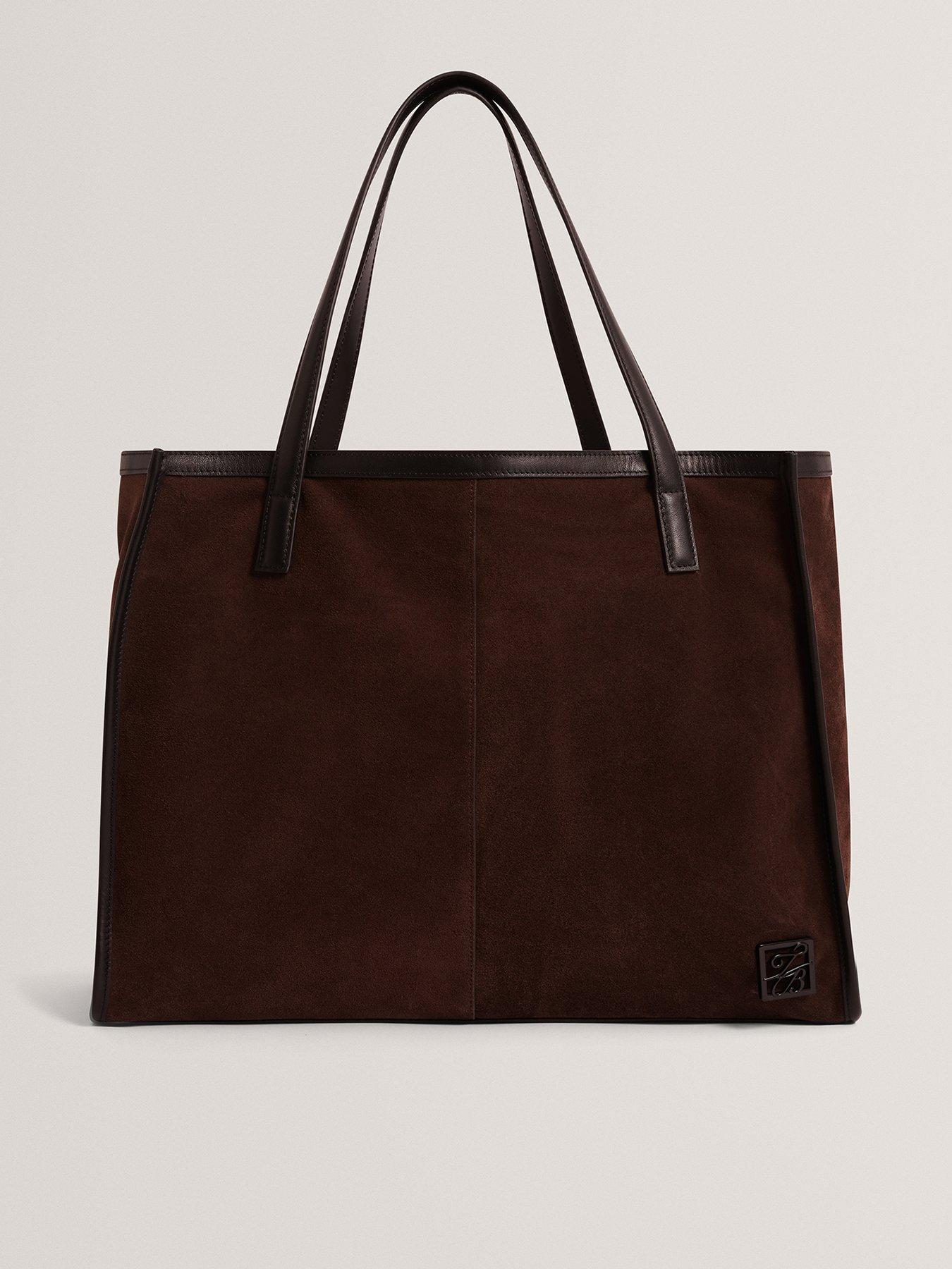 Ted Baker Script Detail Large Suede Tote - Brown