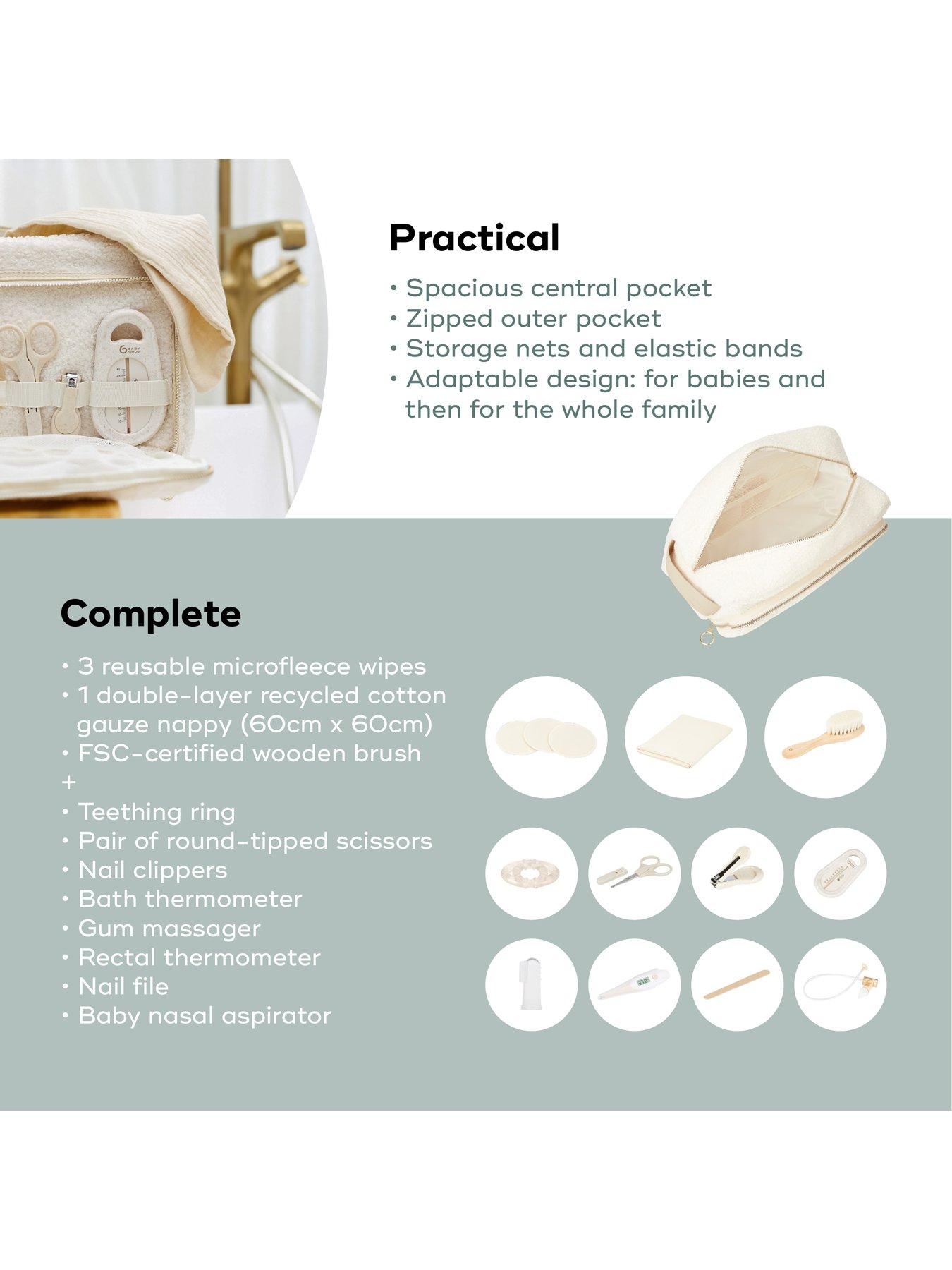 Image 3 of 8 of Babymoov Large Baby 11 piece Toiletry Bag & Healthcare Grooming Kit Curl White