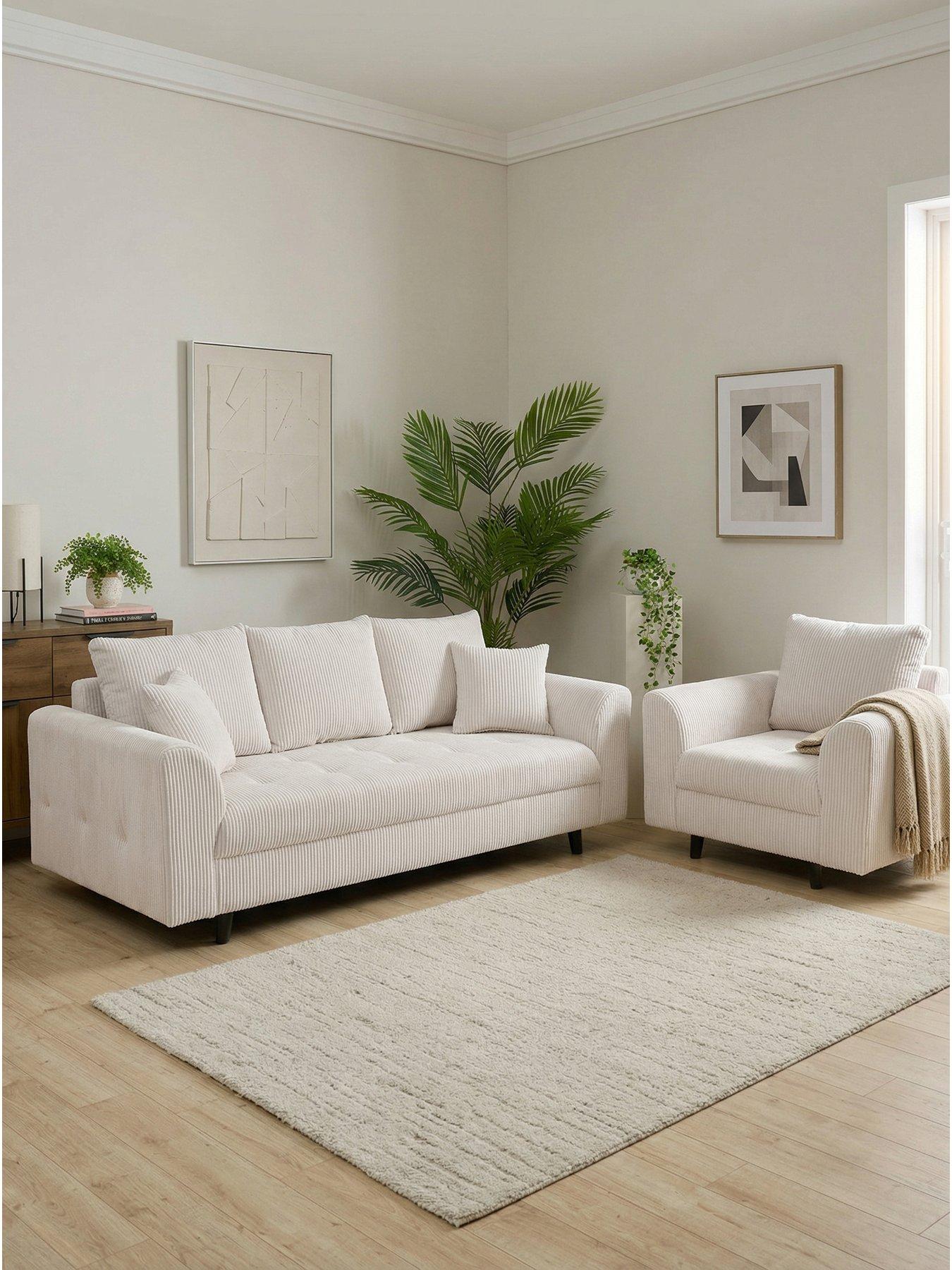 Image 1 of 7 of The Very Collection Rune Cord 3 Seater Sofa + Armchair Set (Buy and SAVE!) - FSC&reg; Certified - FSC&reg; Certified