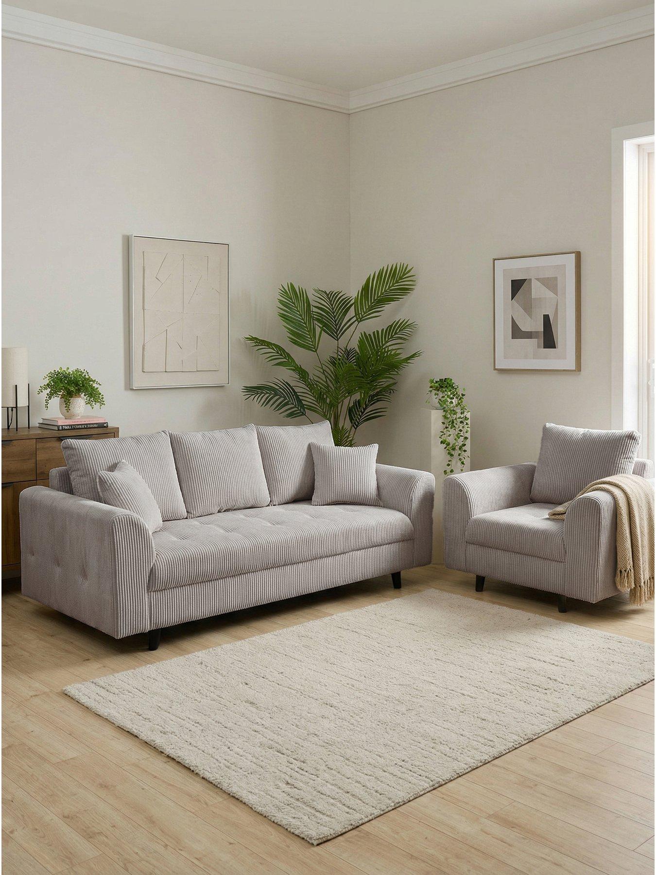 The Very Collection Rune Cord 3 Seater Sofa + Armchair Set (Buy and SAVE!) - FSC® Certified - FSC® Certified