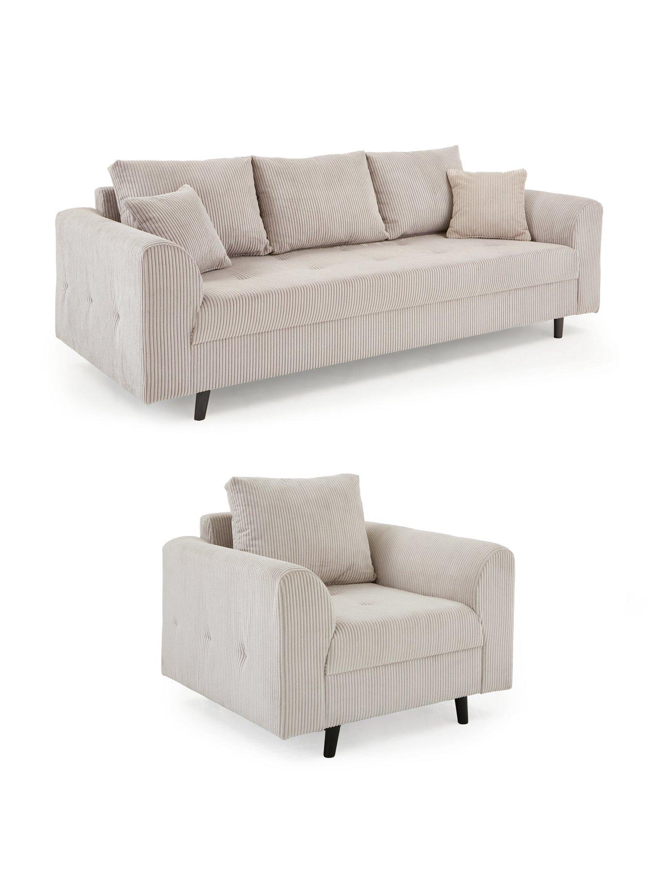 Image 3 of 7 of The Very Collection Rune Cord 3 Seater Sofa + Armchair Set (Buy and SAVE!) - FSC&reg; Certified - FSC&reg; Certified
