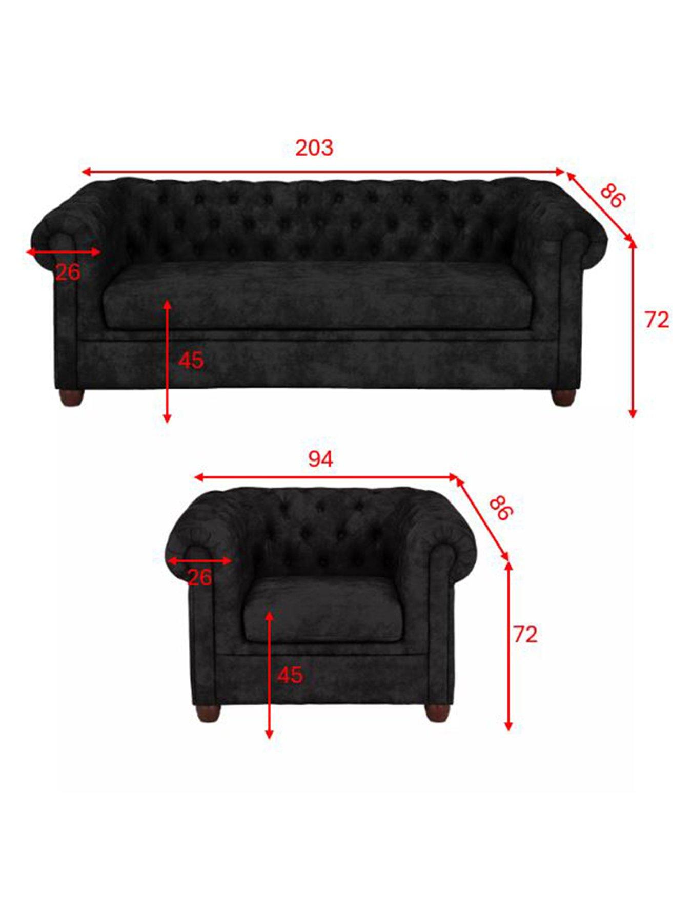 Image 7 of 7 of The Very Collection Chester Chesterfield Leather Look 3 Seater Sofa + Armchair Set - Black (Buy and SAVE!) - FSC&reg; Certified