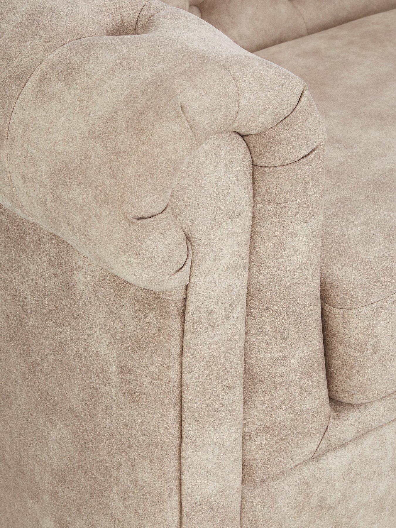 Image 3 of 5 of The Very Collection Chester Chesterfield Leather Look 3 Seater Sofa + Armchair Set - Pebble (Buy and SAVE!) - FSC&reg; Certified