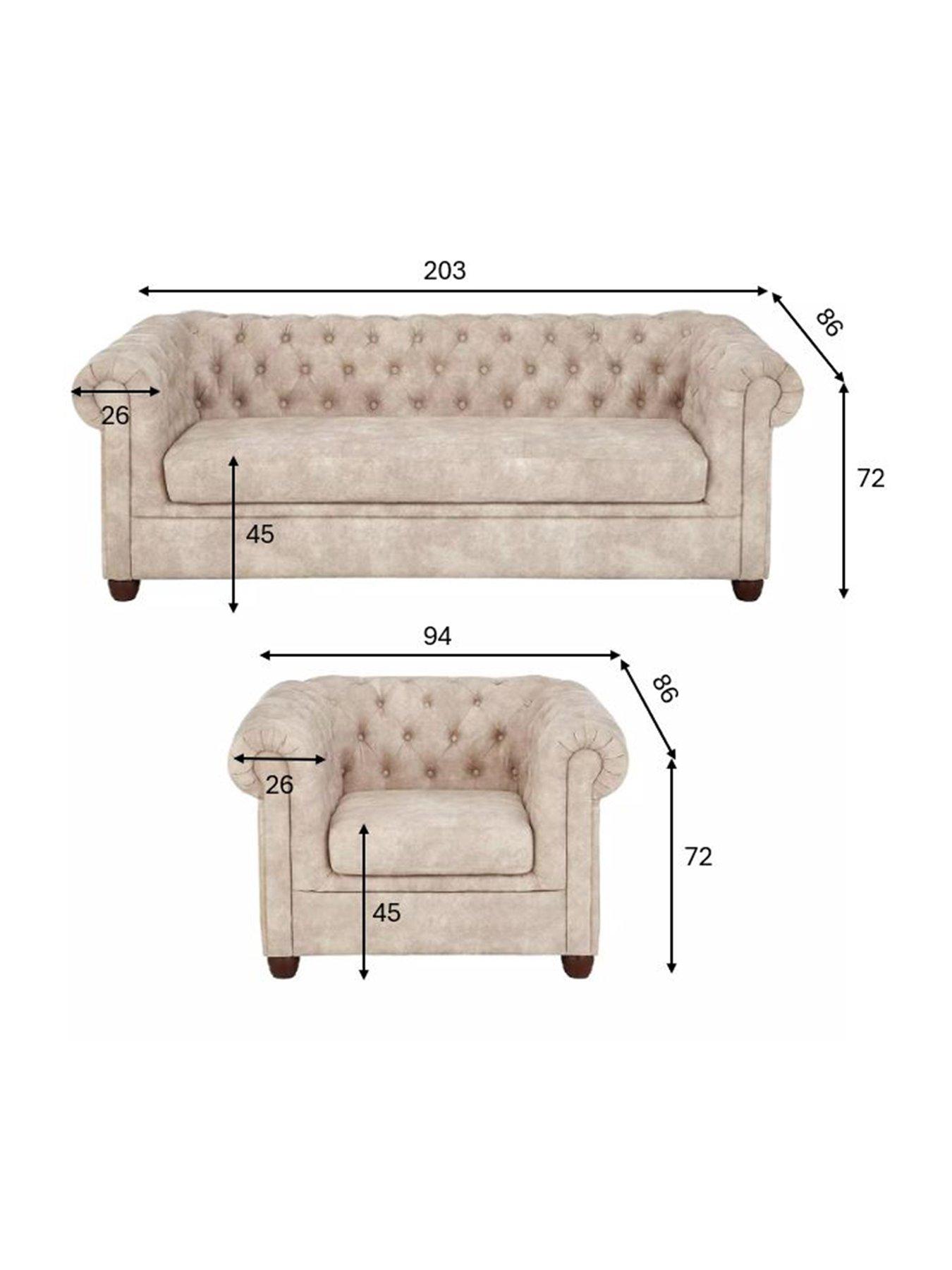 Image 5 of 5 of The Very Collection Chester Chesterfield Leather Look 3 Seater Sofa + Armchair Set - Pebble (Buy and SAVE!) - FSC&reg; Certified