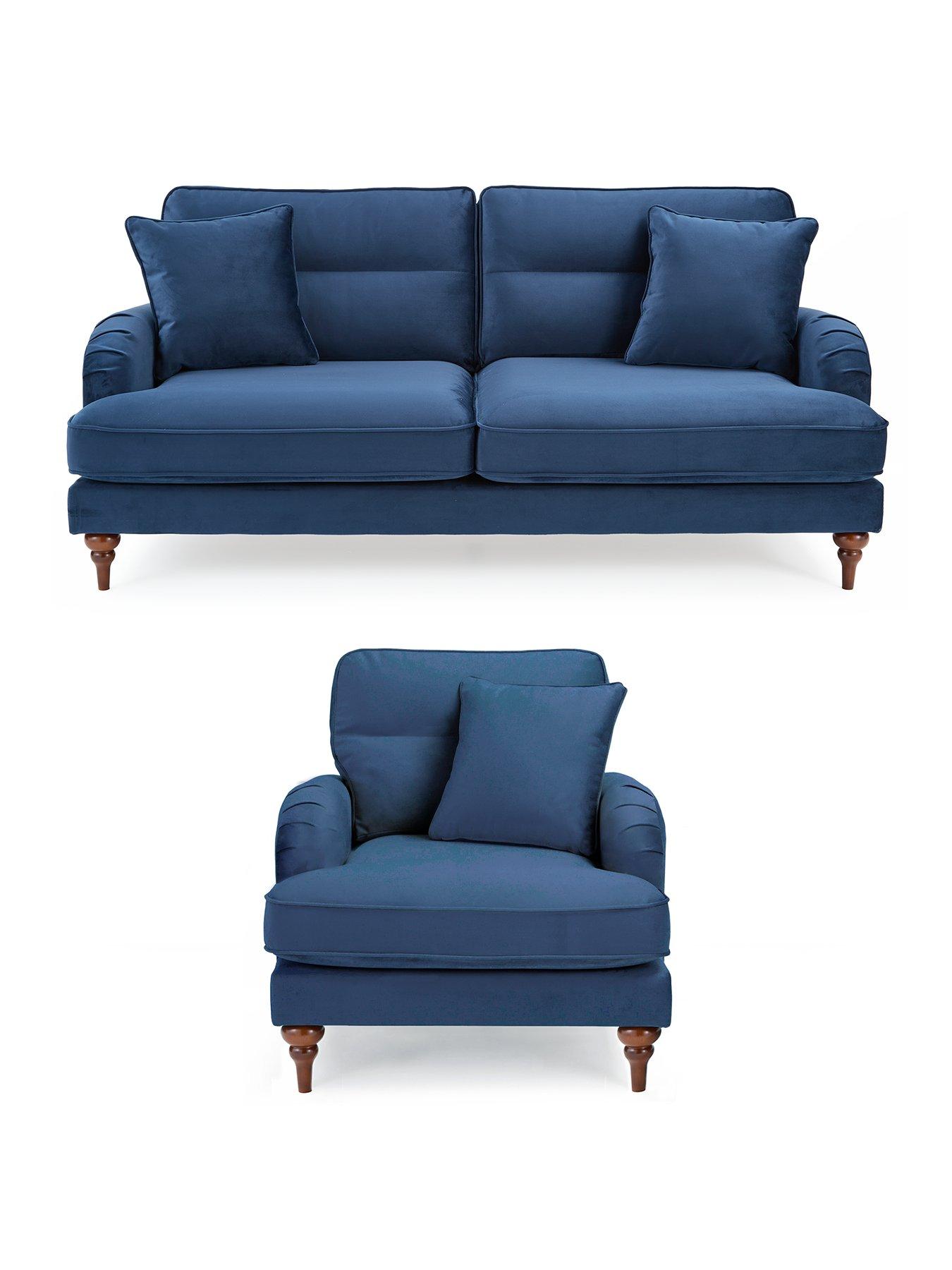 Image 2 of 7 of The Very Collection Victoria 3 Seater Sofa + Armchair Set (Buy &amp; SAVE!) - Navy - FSC&reg; Certified