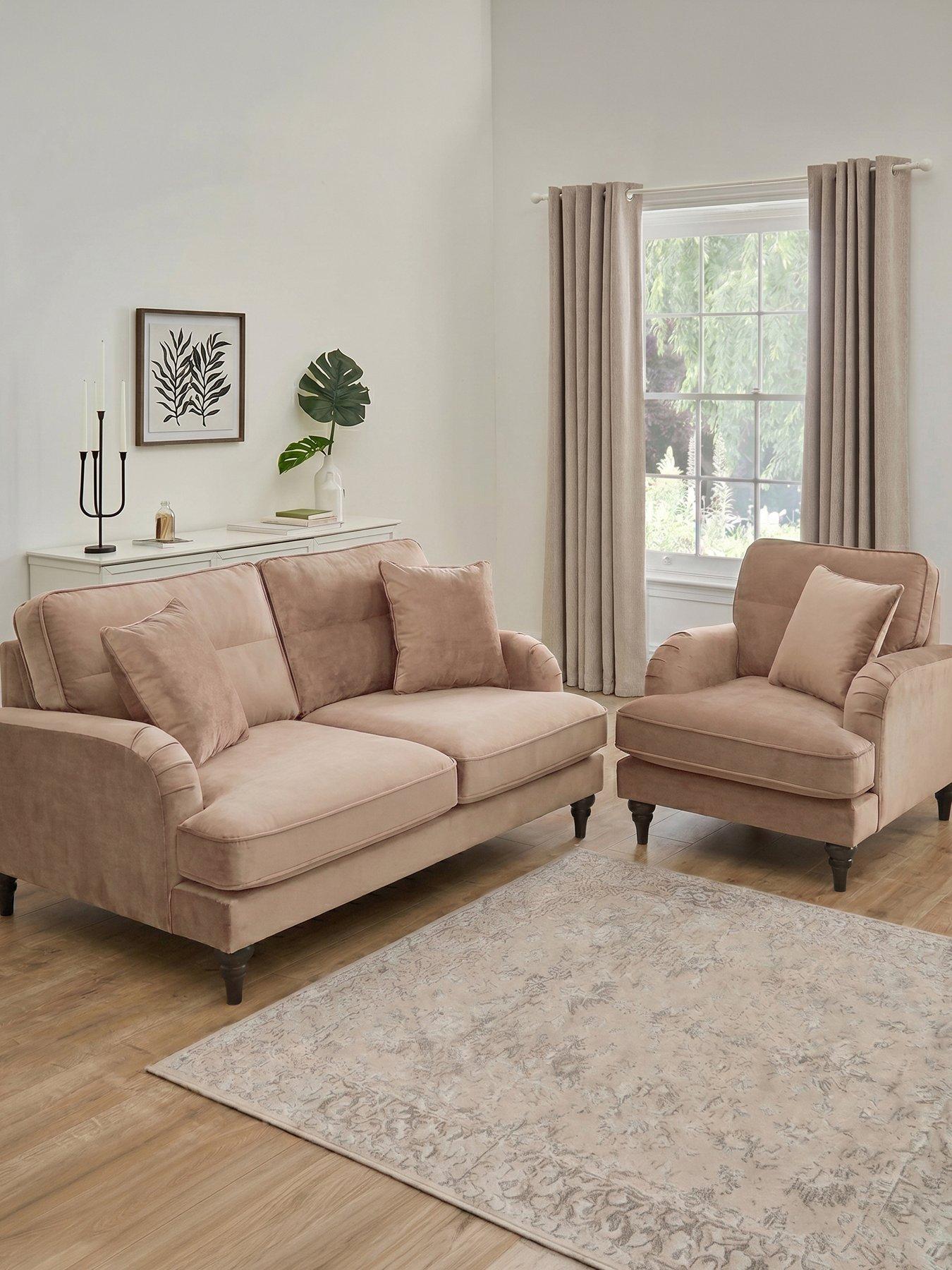 Image 1 of 7 of The Very Collection Victoria 3 Seater Sofa + Armchair Set (Buy &amp; SAVE!) - Mink - FSC&reg; Certified