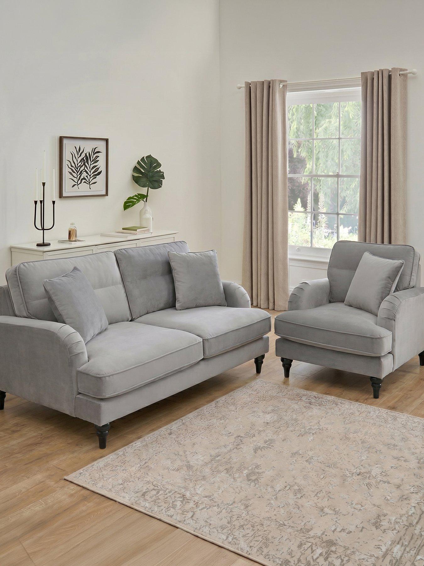 The Very Collection Victoria 3 Seater Sofa + Armchair Set (Buy  &  SAVE!) - Grey - FSC® Certified