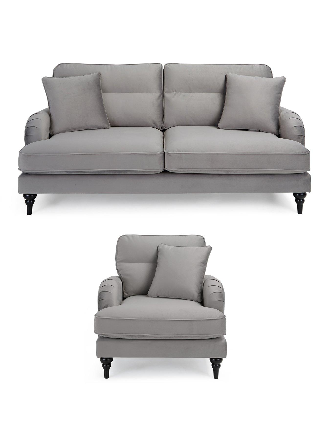 Image 1 of 6 of The Very Collection Victoria 3 Seater Sofa + Armchair Set (Buy &amp; SAVE!) - Grey - FSC&reg; Certified