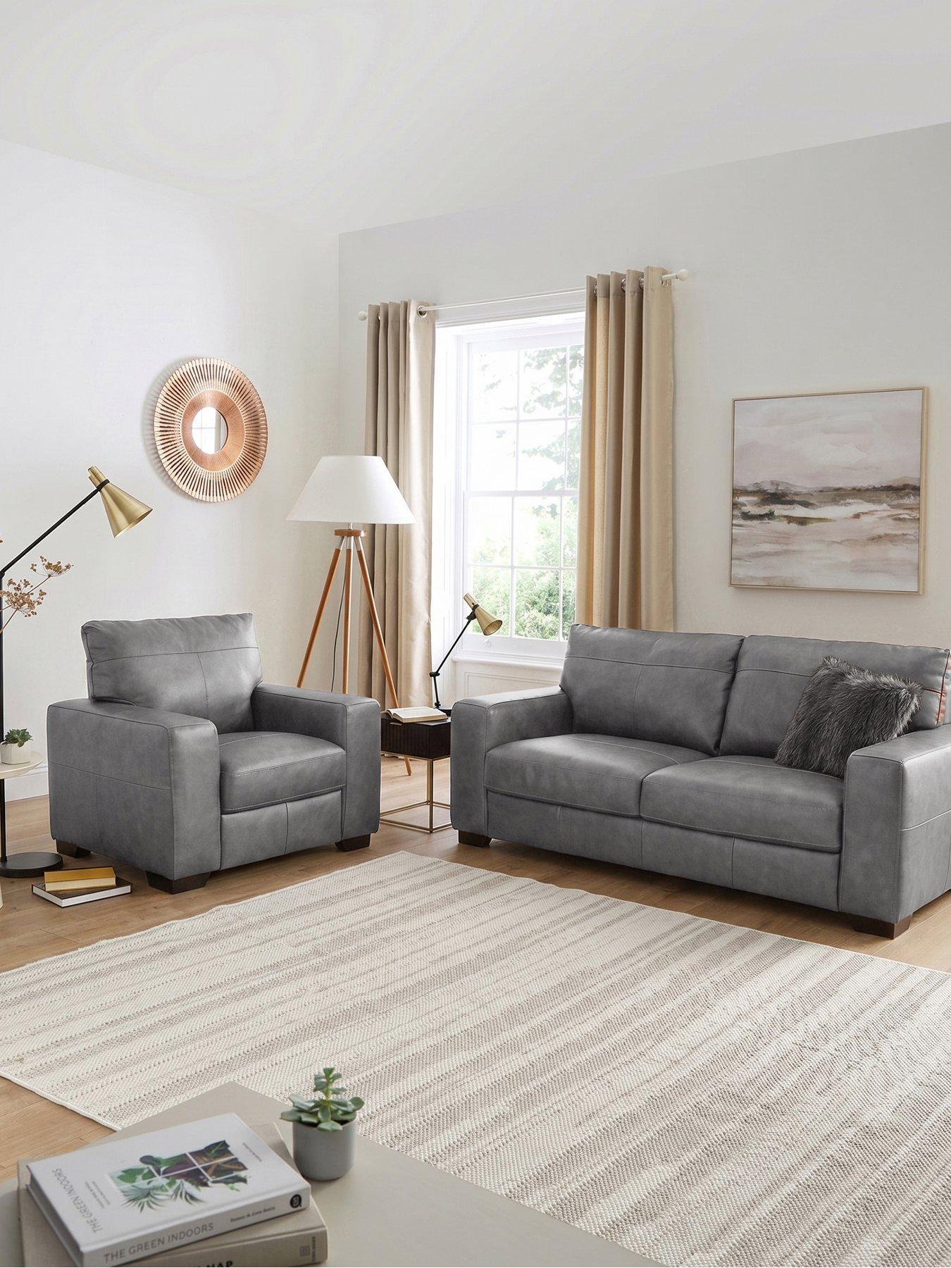 The Very Collection Hampshire 3 Seater Leather Sofa + Chair - FSC® Certified