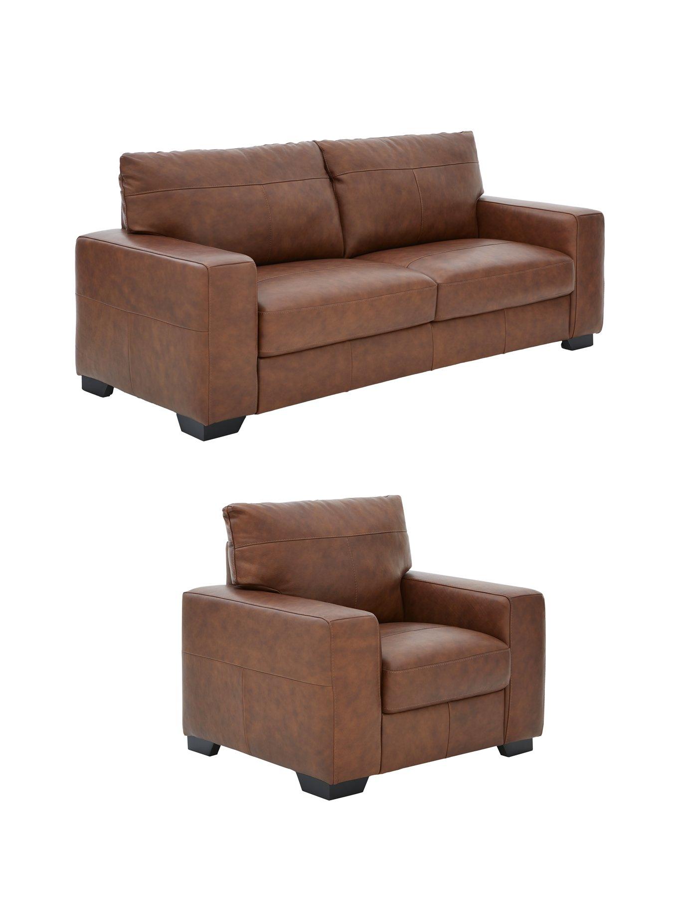 Image 3 of 5 of The Very Collection Hampshire 3 Seater Leather Sofa + Chair - FSC&reg; Certified