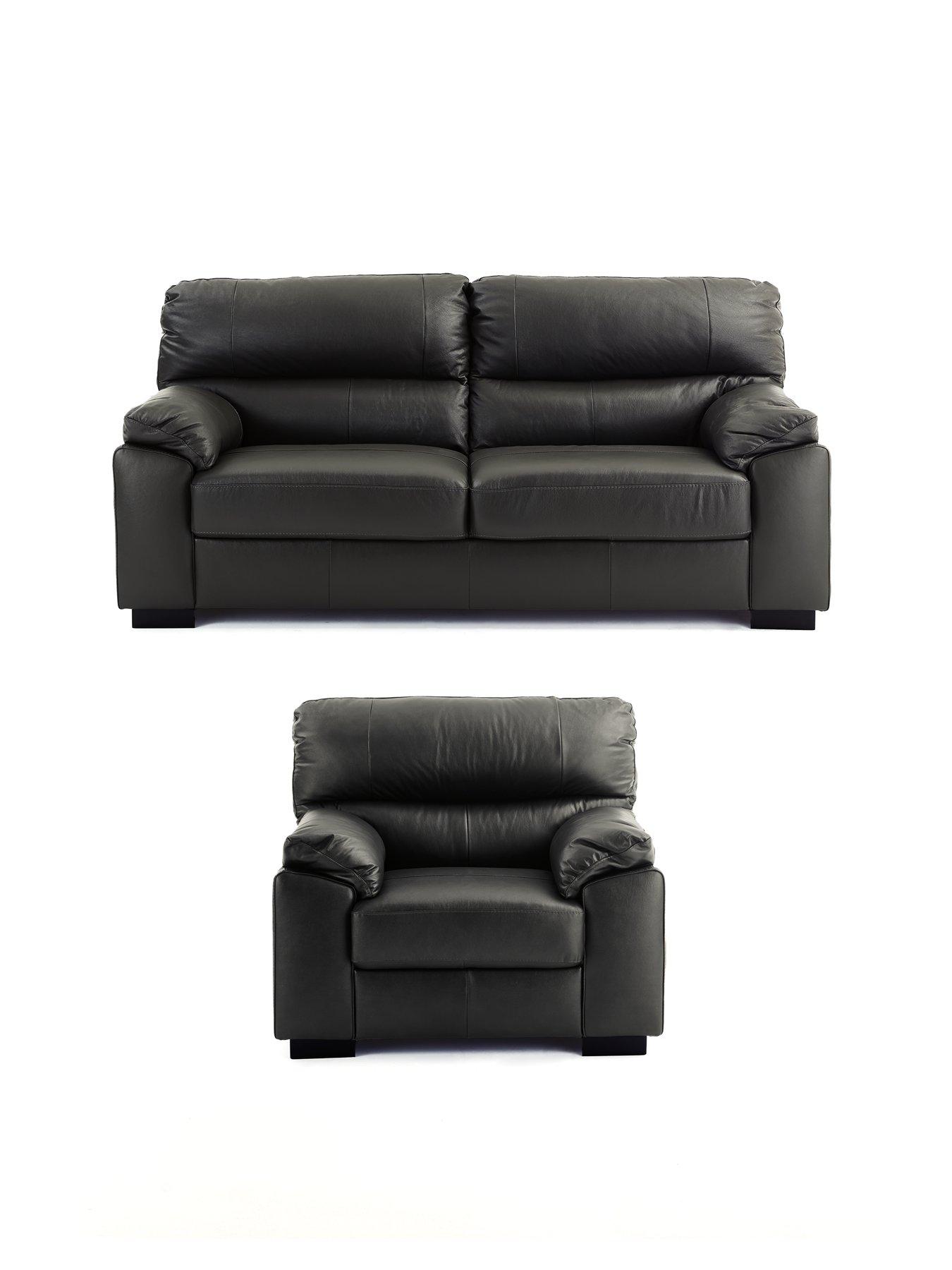 The Very Collection Ambrose 3 Seater Leather Sofa + Chair