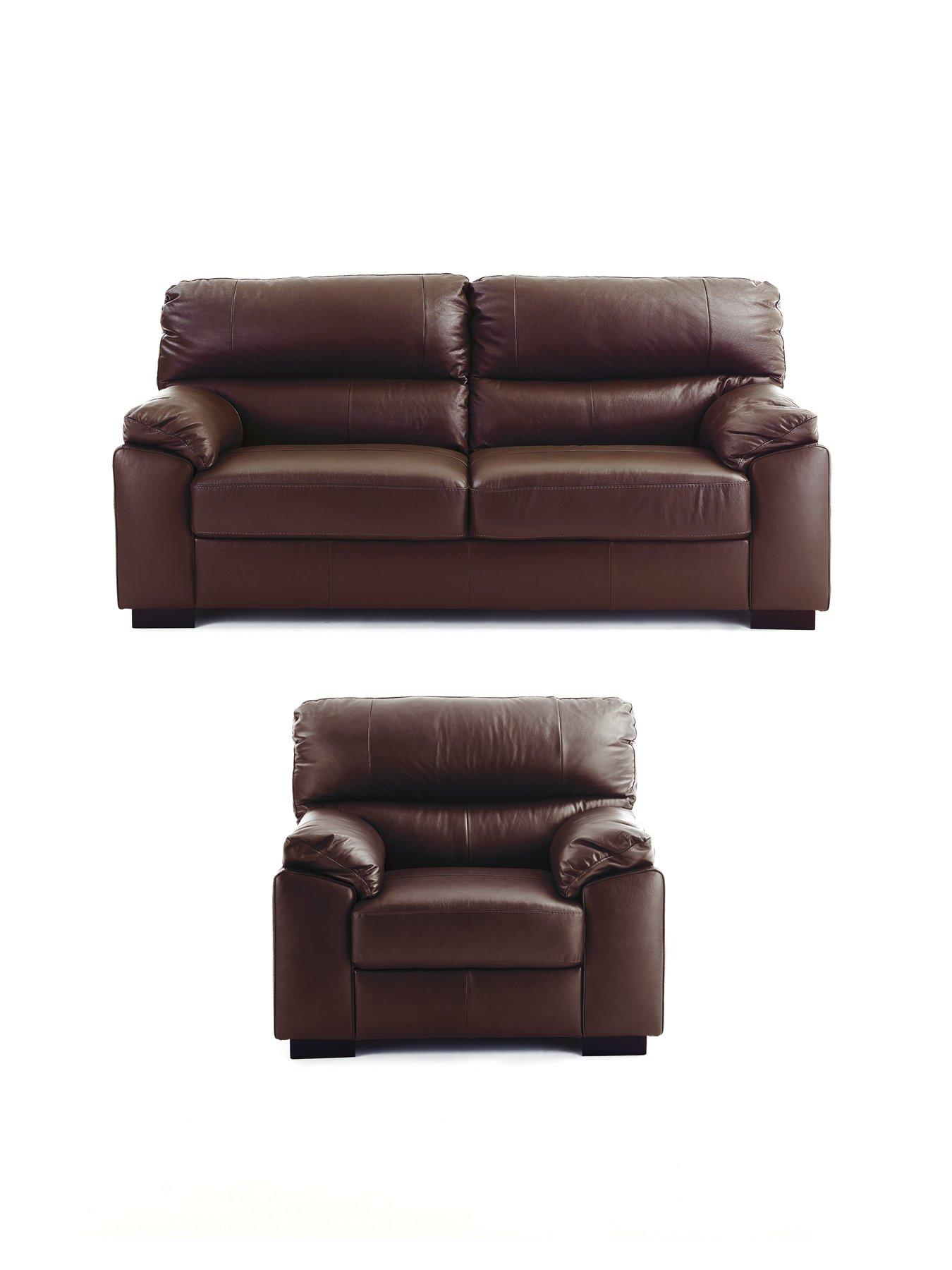 The Very Collection Ambrose 3 Seater Leather Sofa + Chair - FSC® Certified