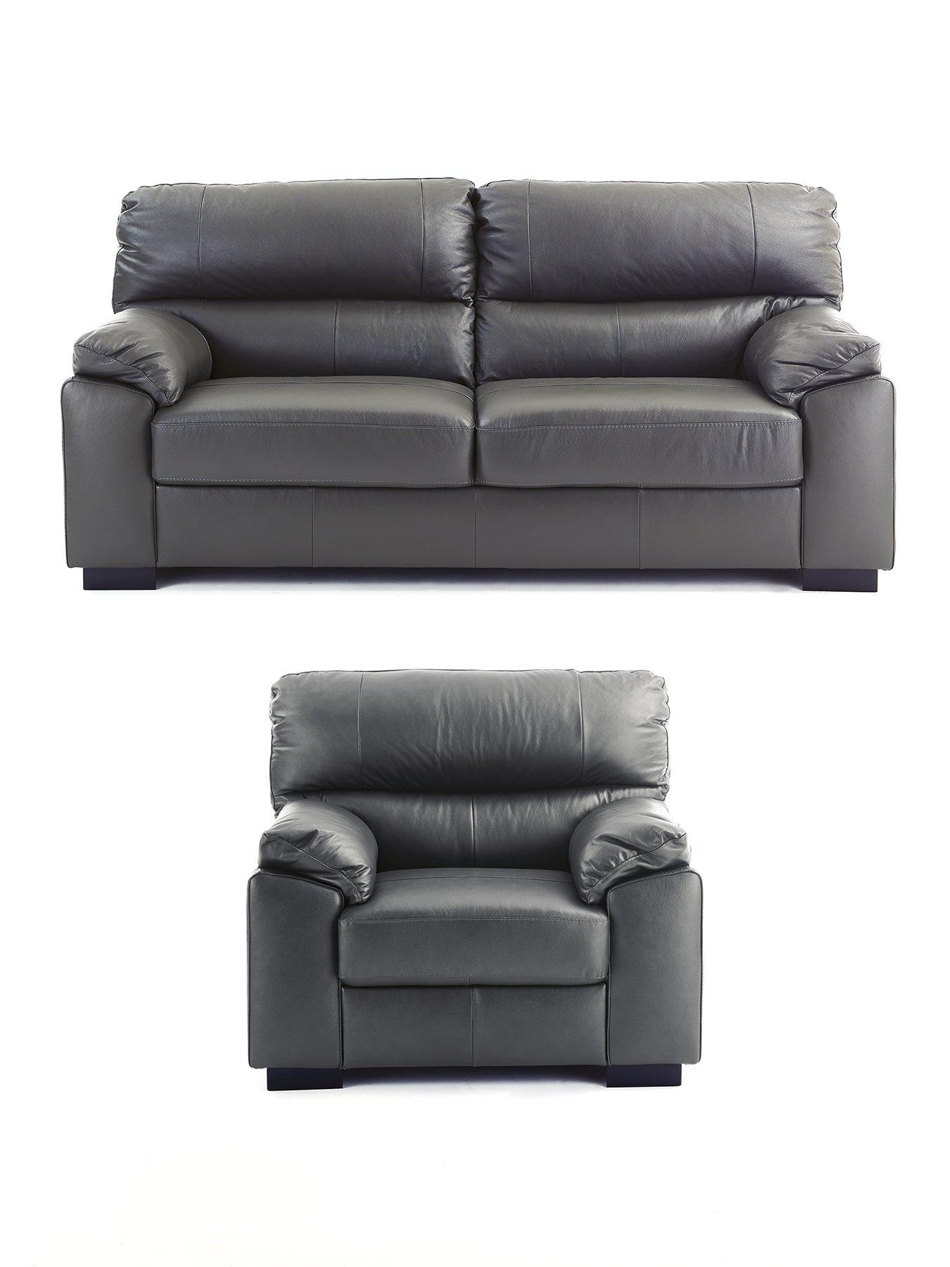 The Very Collection Ambrose 3 Seater Leather Sofa + Chair - FSC® Certified