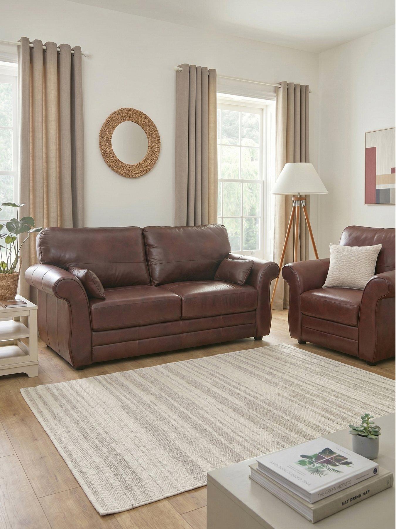 Image 1 of 7 of The Very Collection Vantage 3 Seater Leather Sofa + Chair - FSC&reg; Certified