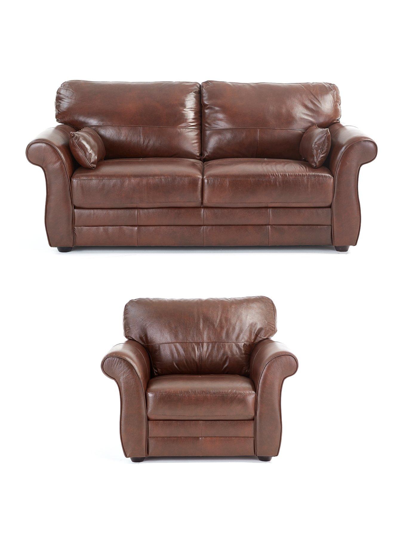 Image 2 of 7 of The Very Collection Vantage 3 Seater Leather Sofa + Chair - FSC&reg; Certified