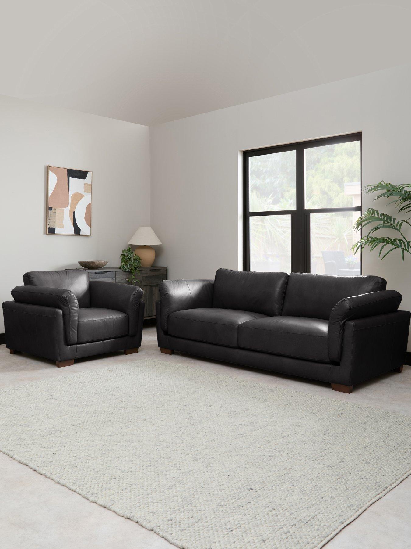The Very Collection Morena 3 Seater Leather Sofa + Chair - FSC® Certified