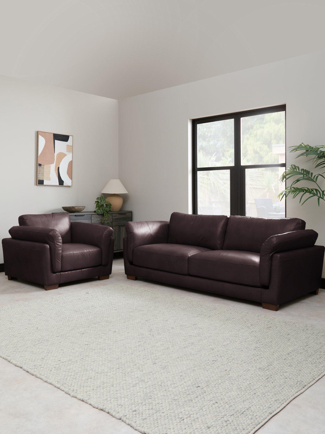 The Very Collection Morena 3 Seater Leather Sofa + Chair