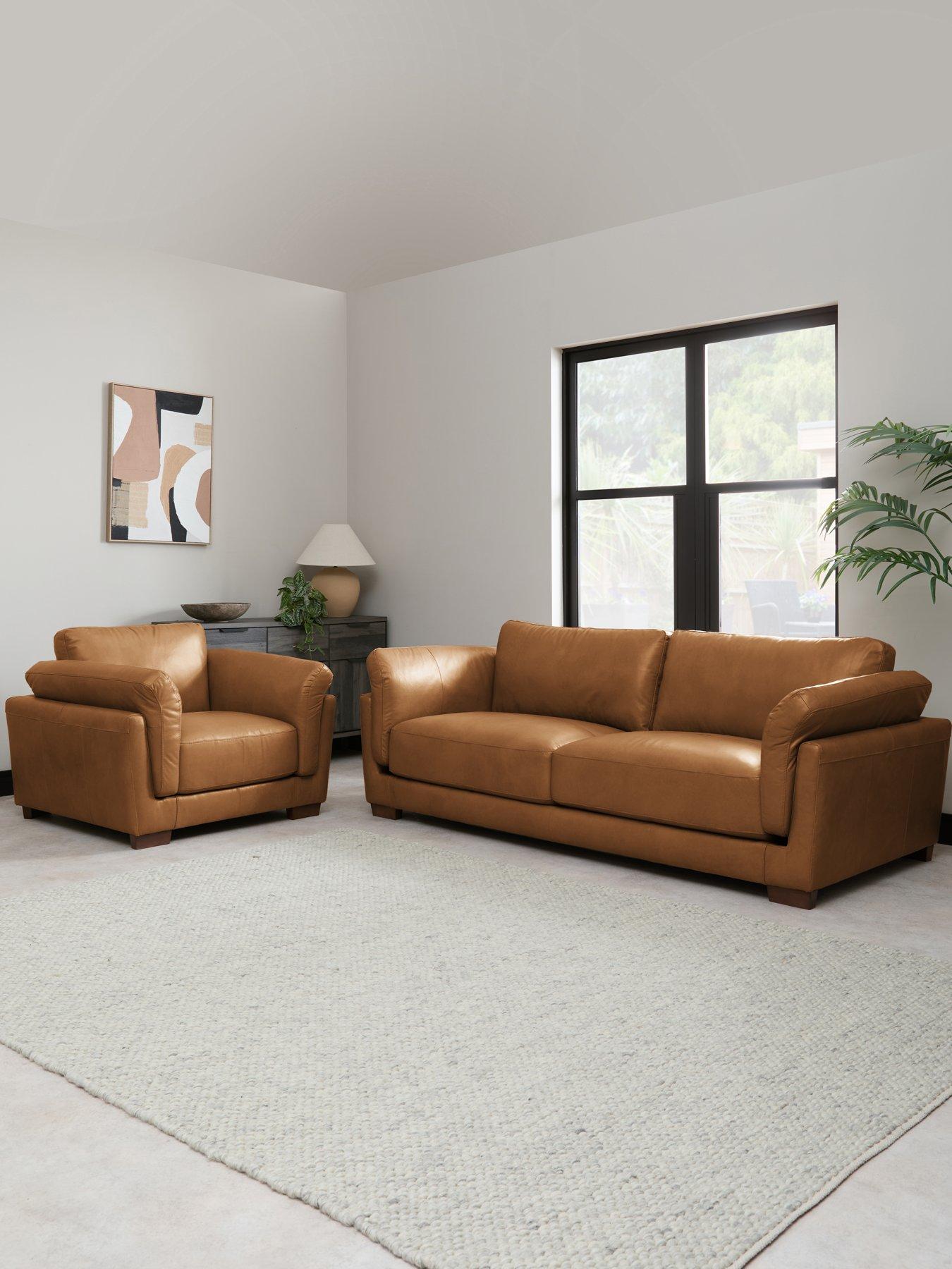 The Very Collection Morena 3 Seater Leather Sofa + Chair
