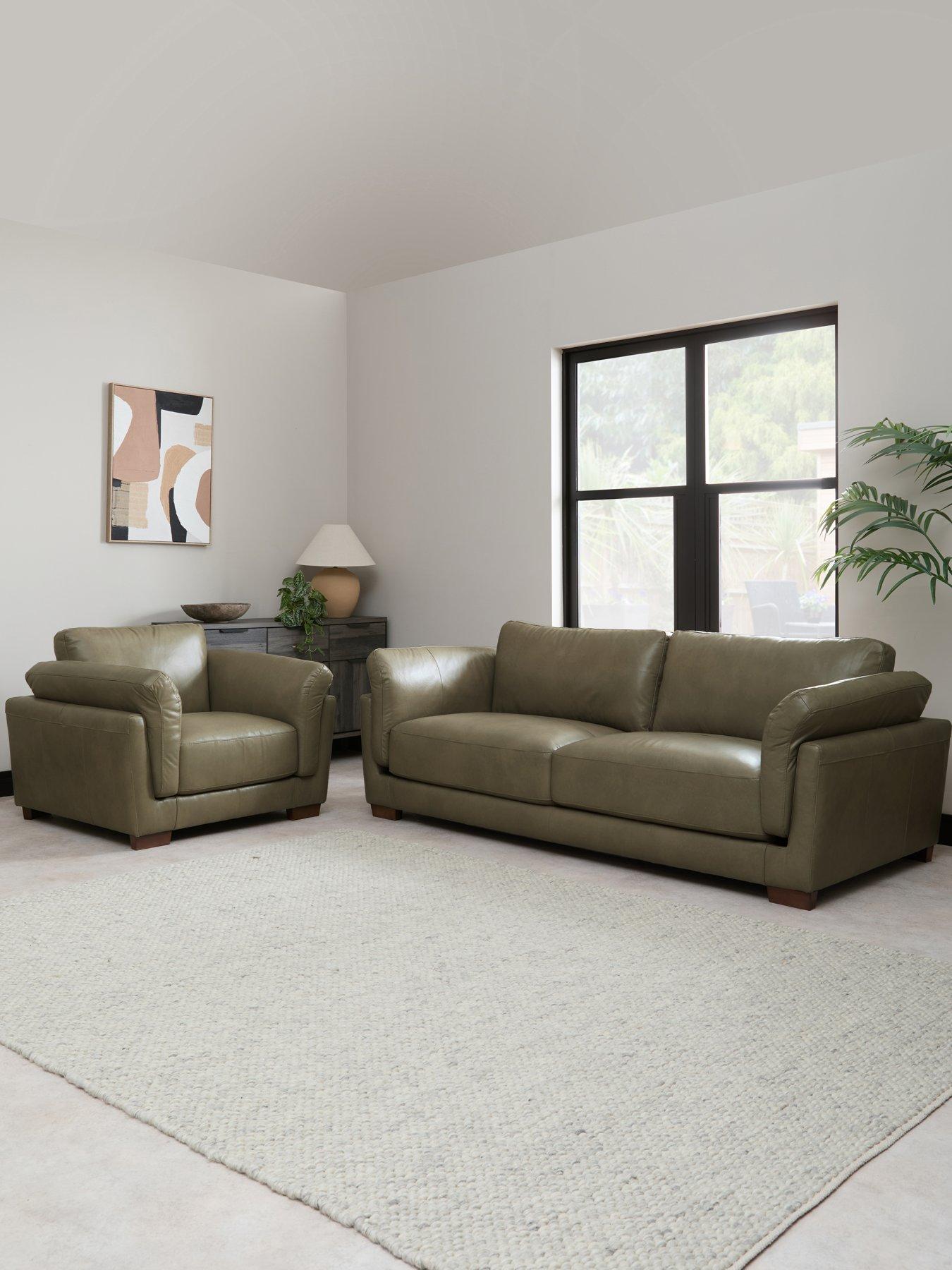 The Very Collection Morena 3 Seater Leather Sofa + Chair - FSC® Certified
