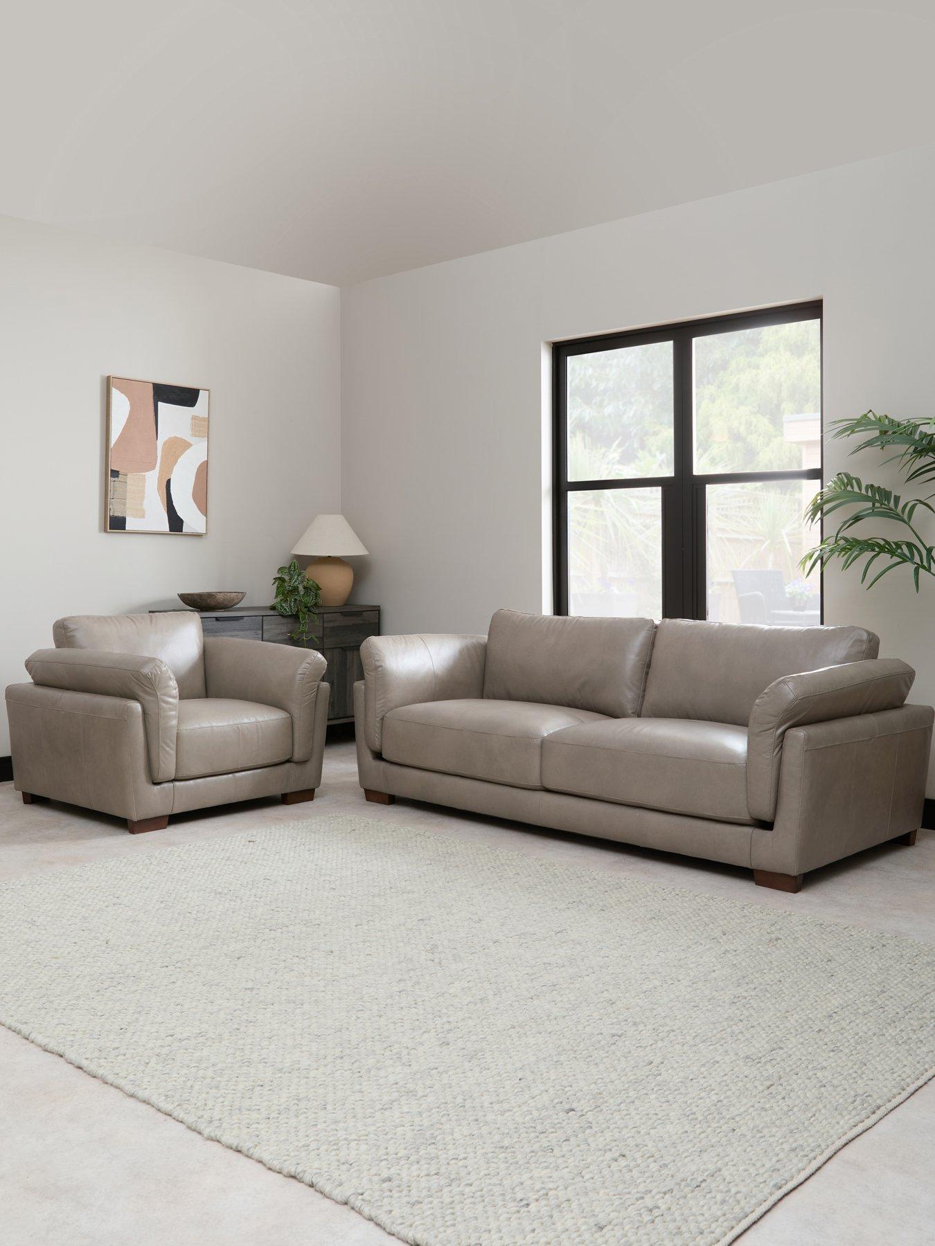Image 1 of 5 of The Very Collection Morena 3 Seater Leather Sofa + Chair - FSC&reg; Certified