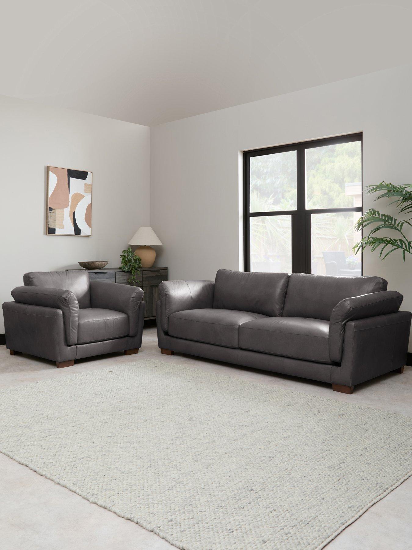 The Very Collection Morena 3 Seater Leather Sofa + Chair