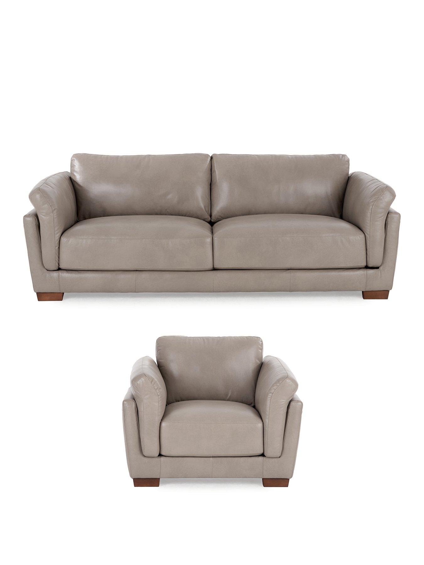 Image 2 of 5 of The Very Collection Morena 3 Seater Leather Sofa + Chair - FSC&reg; Certified