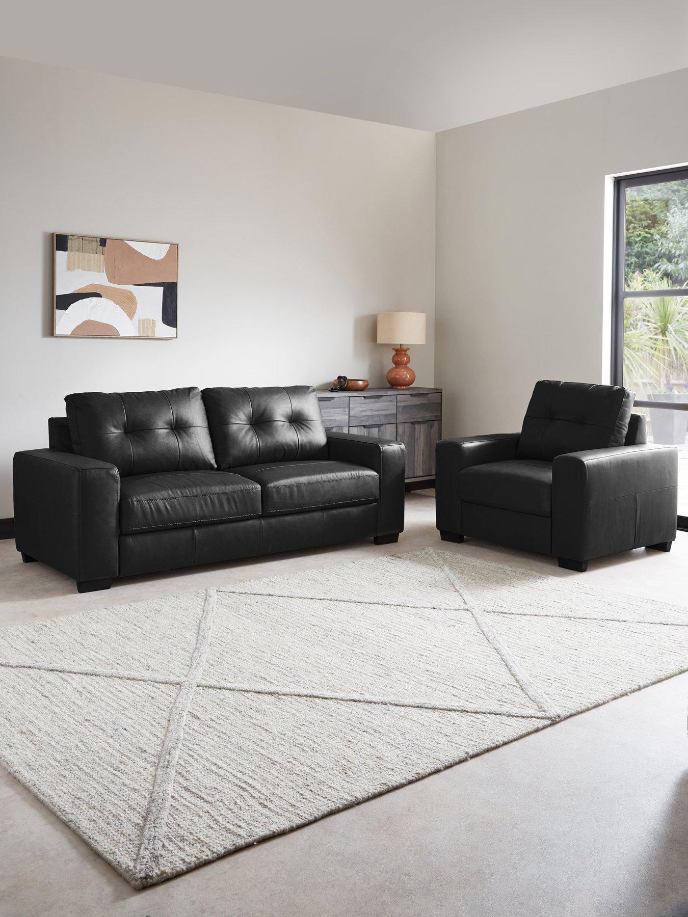 The Very Collection Miller 3 Seater Leather Sofa + Chair