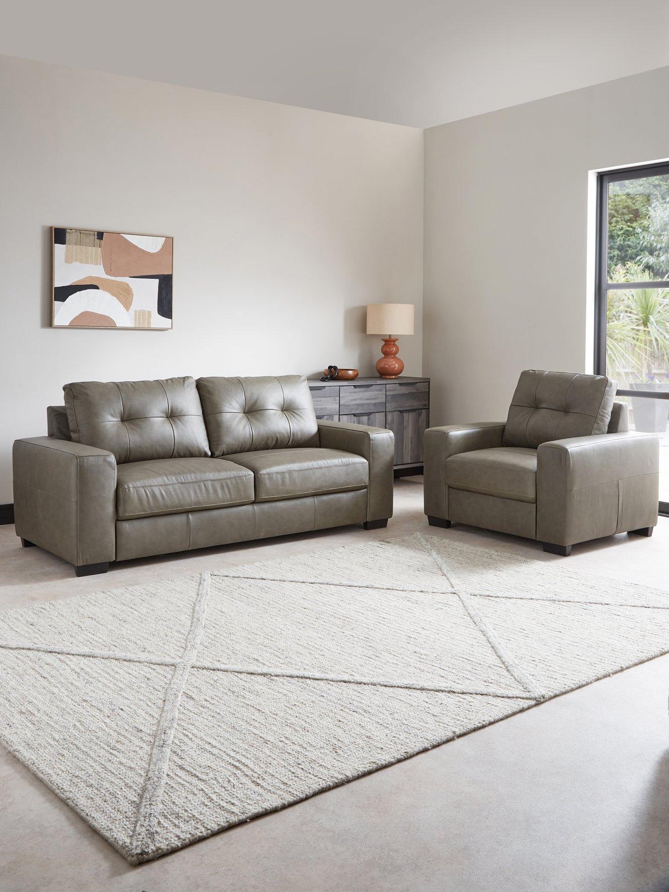Image 1 of 7 of The Very Collection Miller 3 Seater Italian Leather Sofa + Chair - FSC&reg; Certified