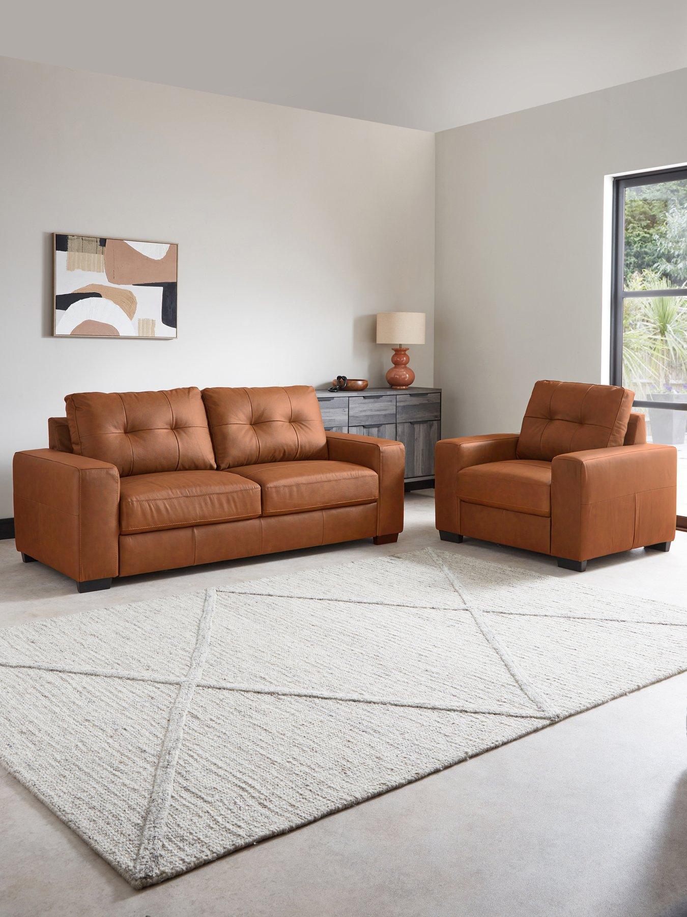 The Very Collection Miller 3 Seater Leather Sofa + Chair - FSC® Certified