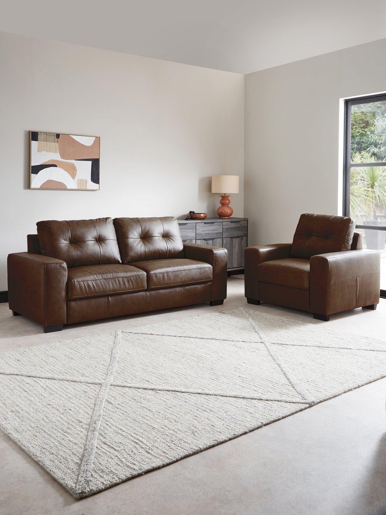 The Very Collection Miller 3 Seater Italian Leather Sofa + Chair - FSC® Certified