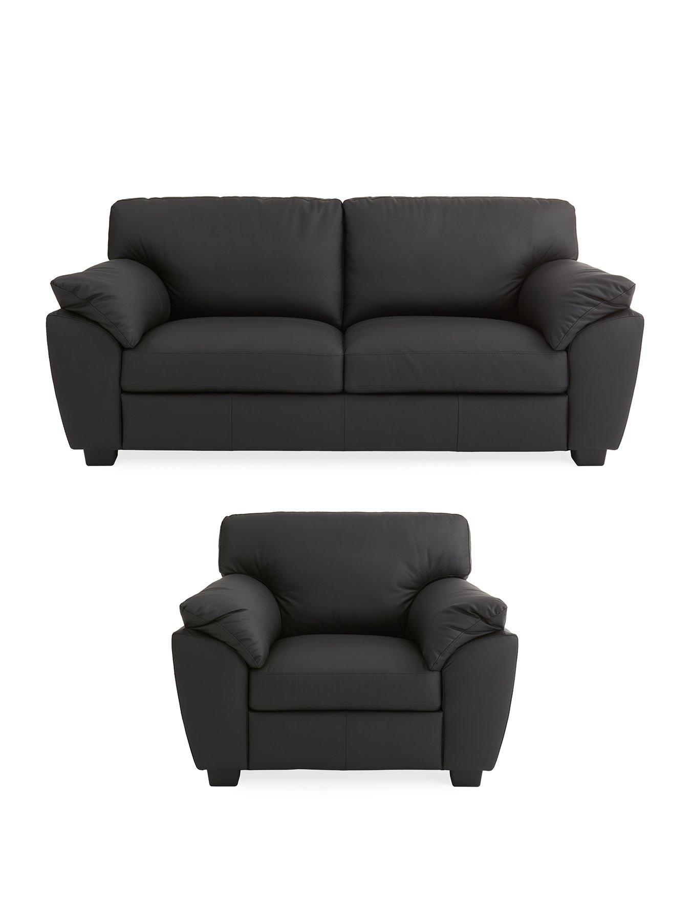 Image 2 of 6 of The Very Collection Montreal 3 Seater Leather Sofa + Chair - FSC&reg; Certified