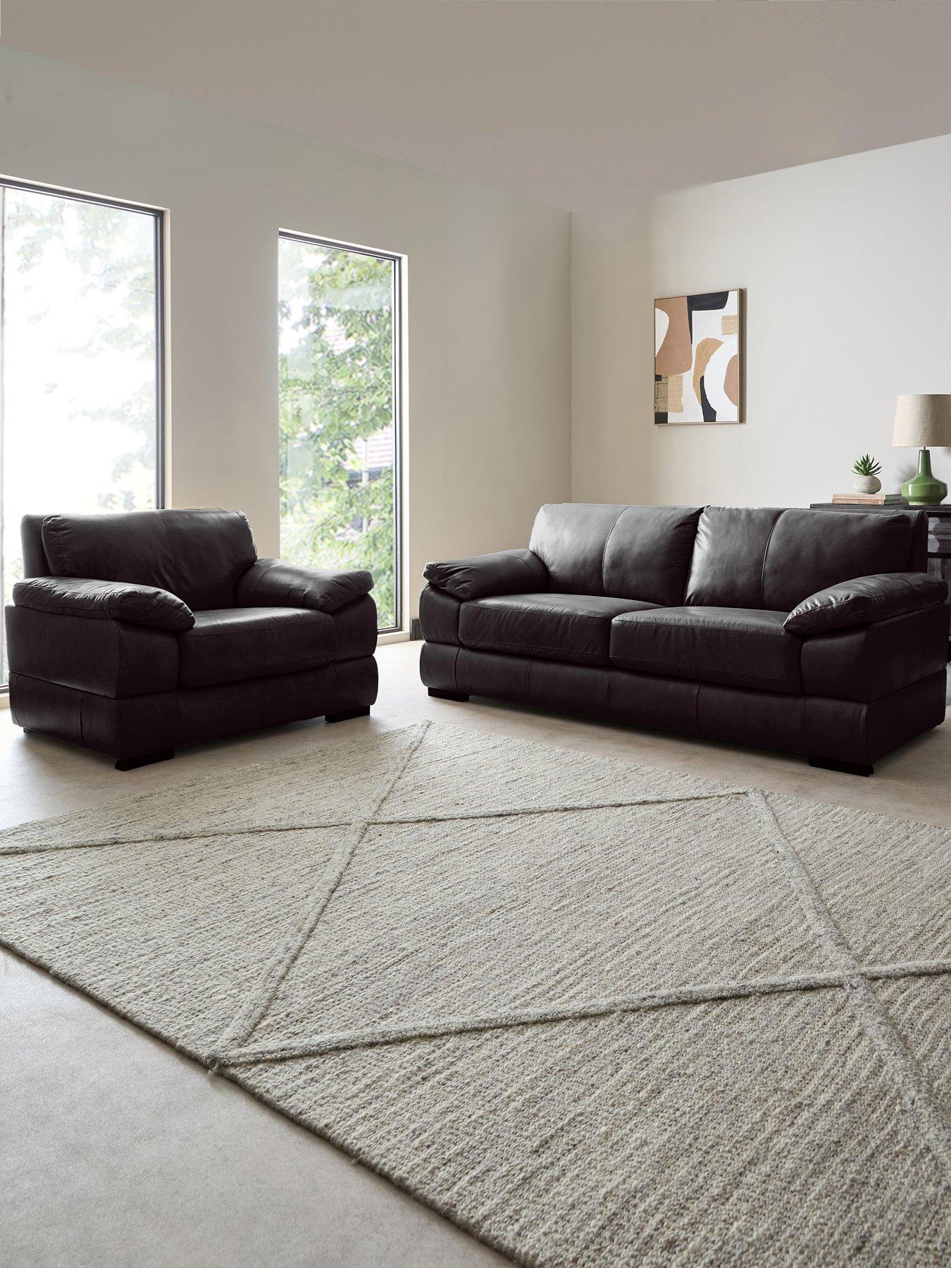 The Very Collection Marlow 3 Seater Leather Sofa + Chair
