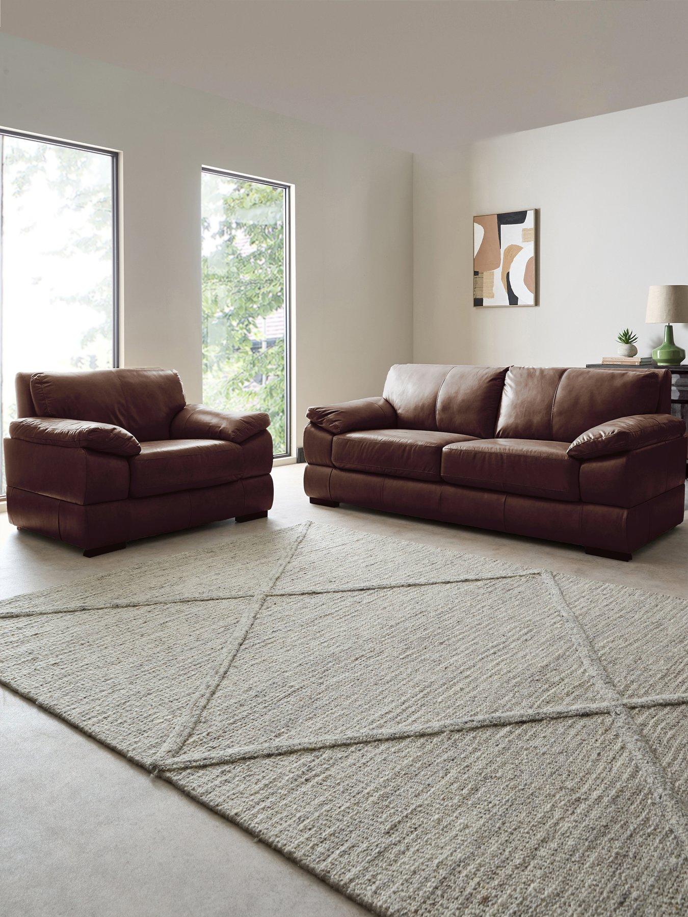 The Very Collection Marlow 3 Seater Leather Sofa + Chair - FSC® Certified