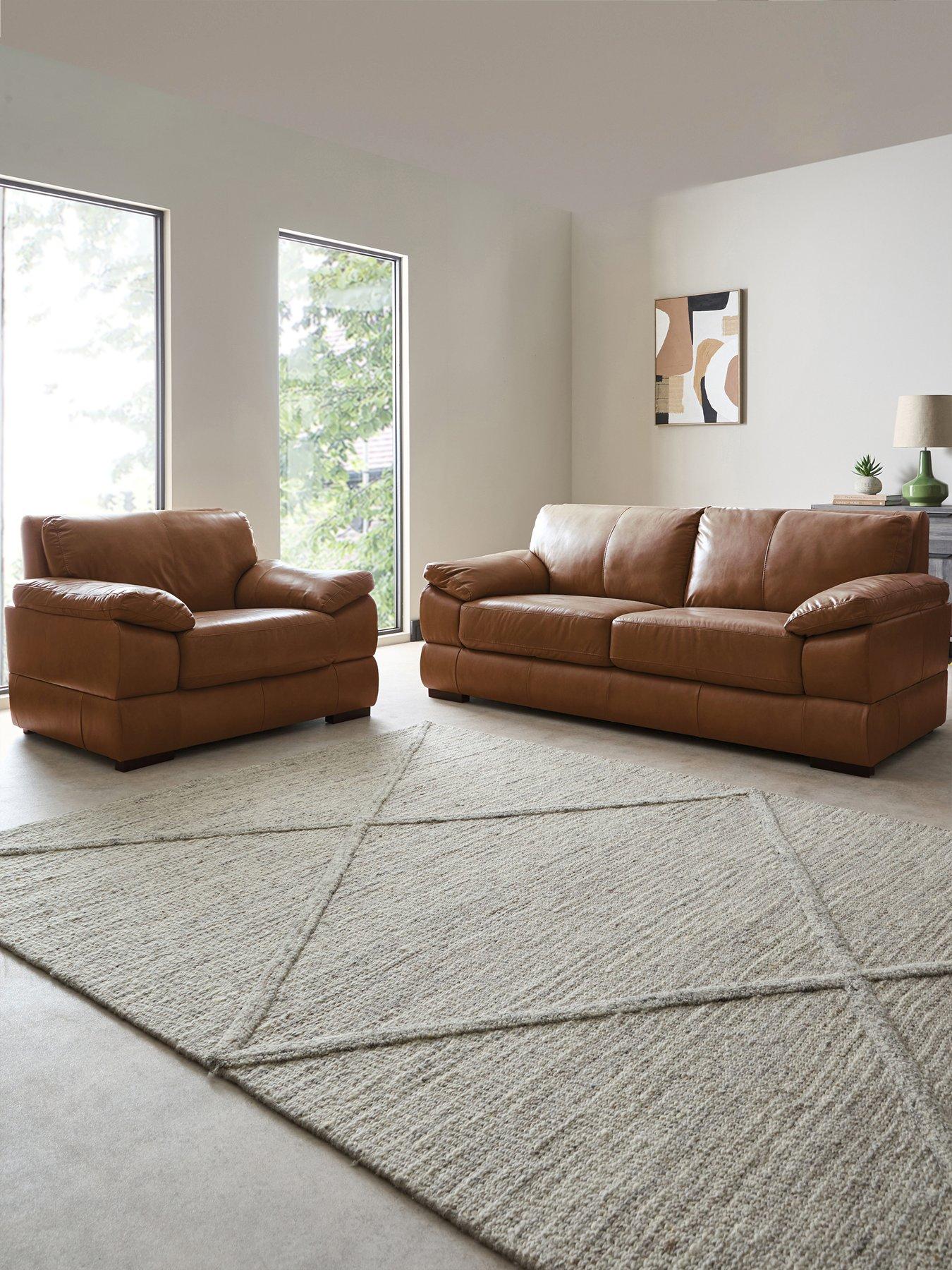 The Very Collection Marlow 3 Seater Leather Sofa + Chair