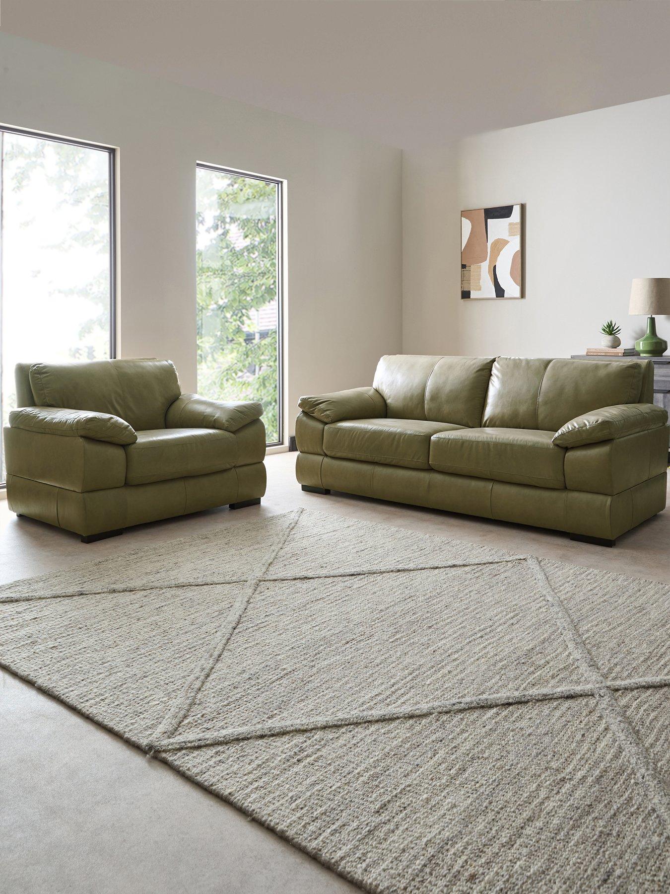 The Very Collection Marlow 3 Seater Leather Sofa + Chair