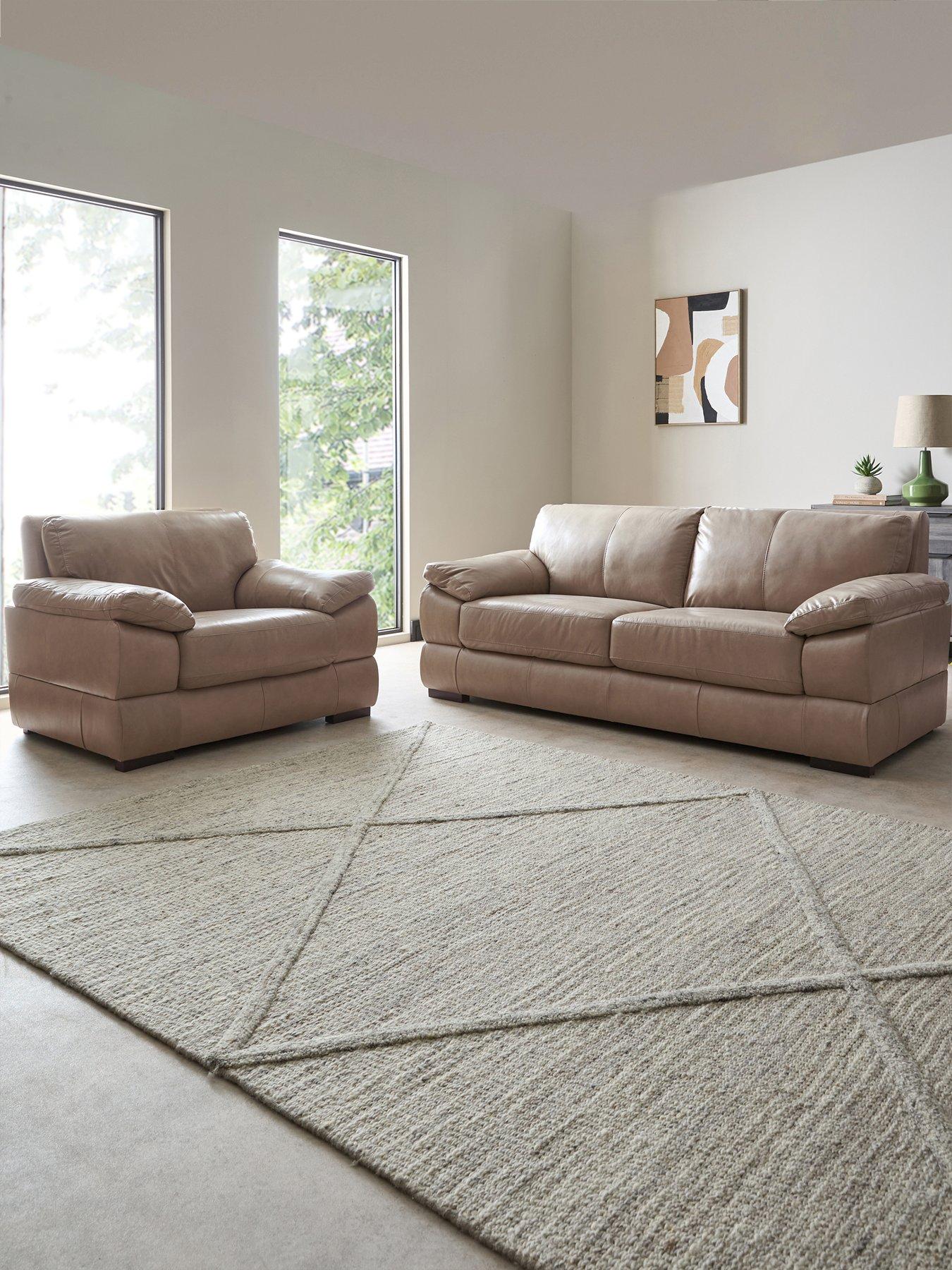 Image 1 of 7 of The Very Collection Marlow 3 Seater Leather Sofa + Chair - FSC&reg; Certified