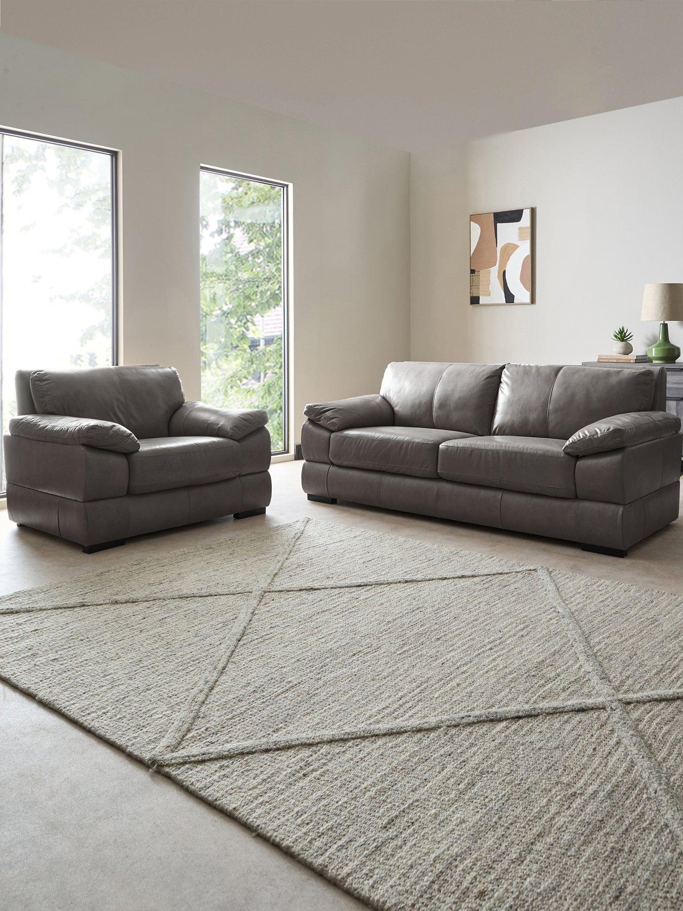 The Very Collection Marlow 3 Seater Leather Sofa + Chair
