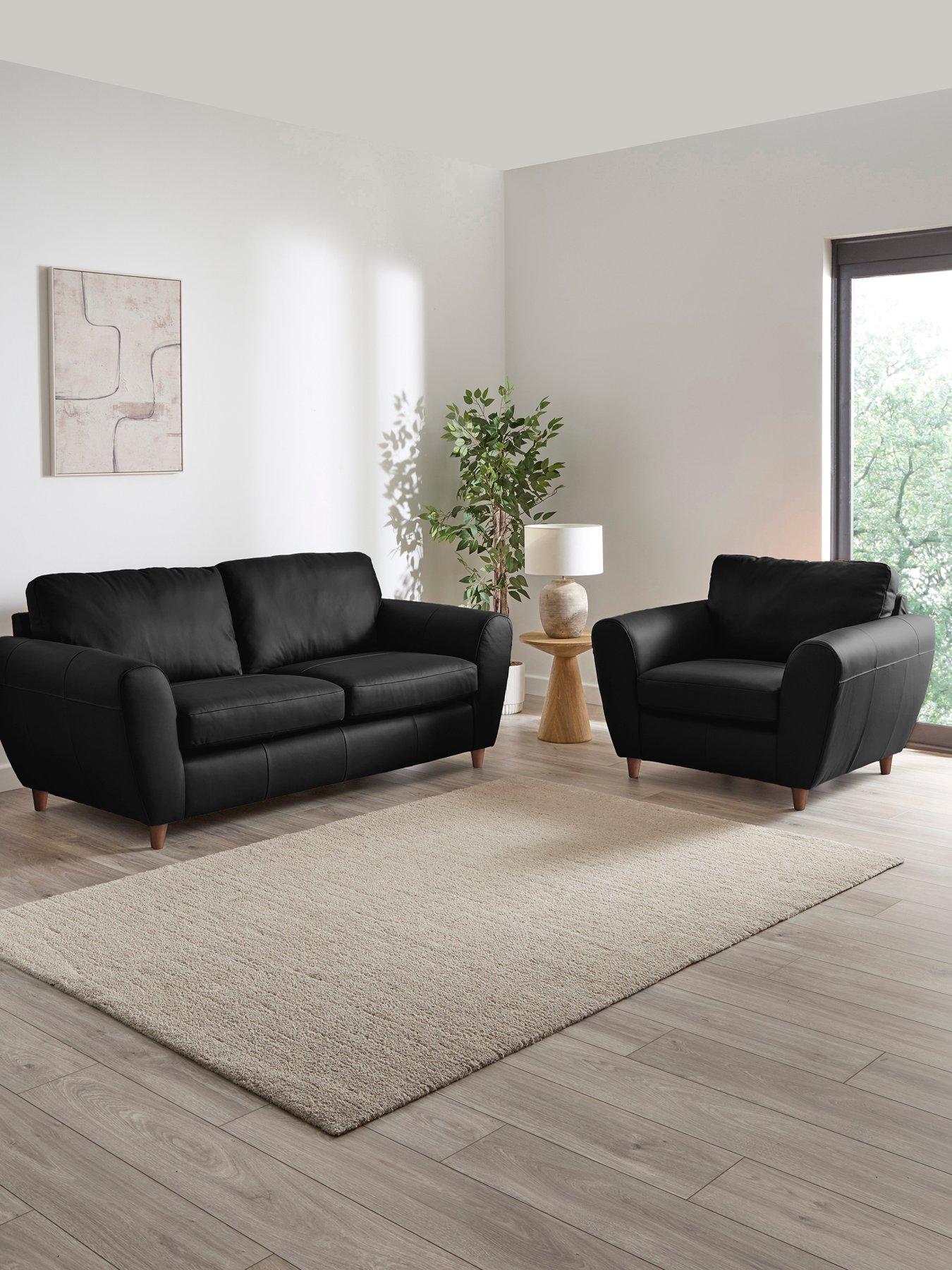 The Very Collection Shay 3 Seater Leather Sofa + Chair