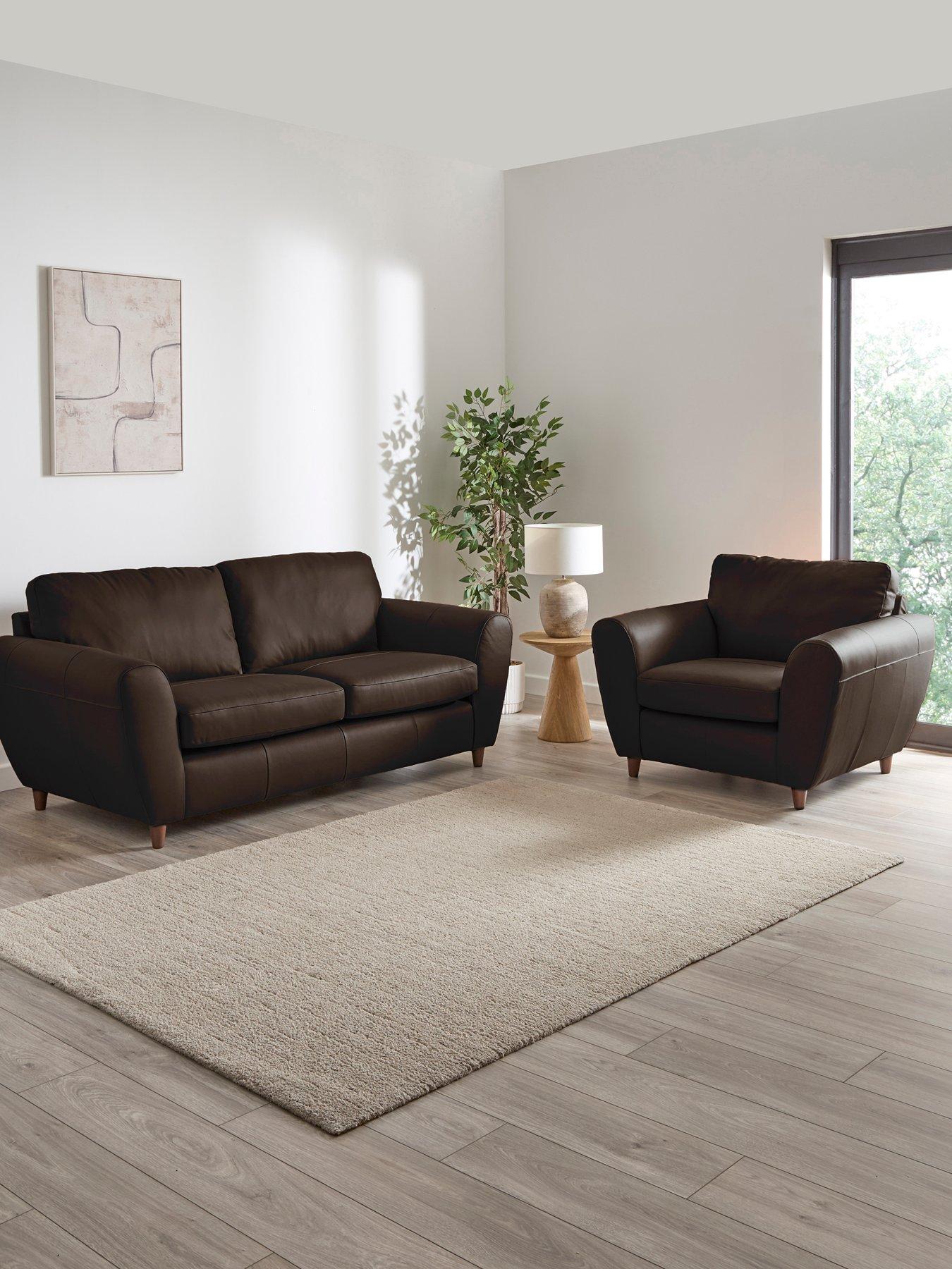 The Very Collection Shay 3 Seater Leather Sofa + Chair - FSC® Certified