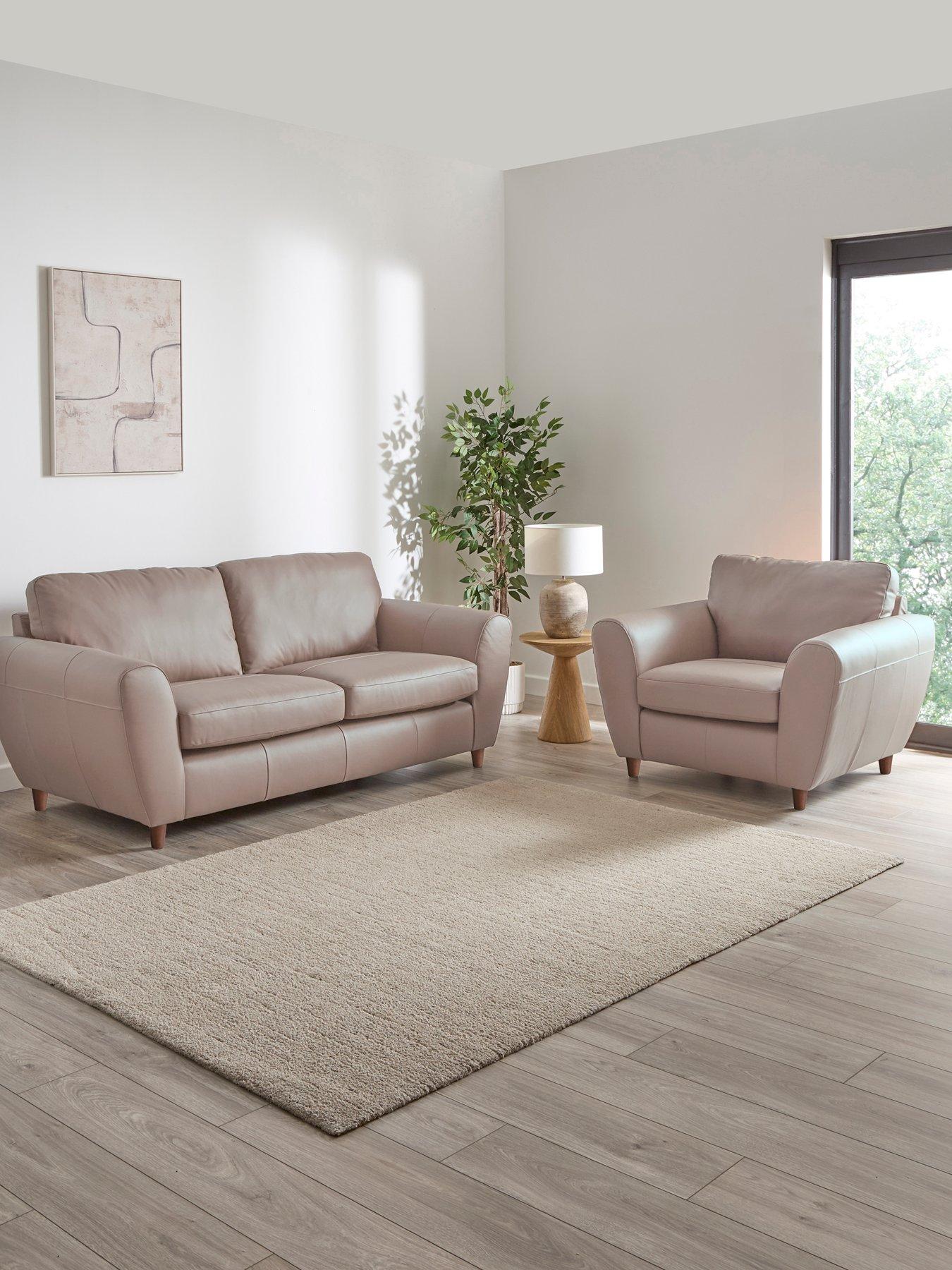 The Very Collection Shay 3 Seater Leather Sofa + Chair