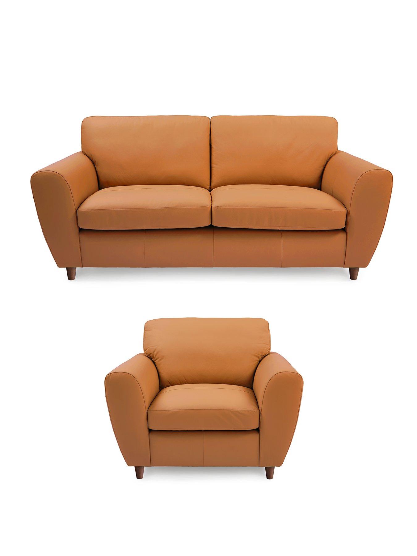 Image 2 of 7 of The Very Collection Shay 3 Seater Leather Sofa + Chair - FSC&reg; Certified