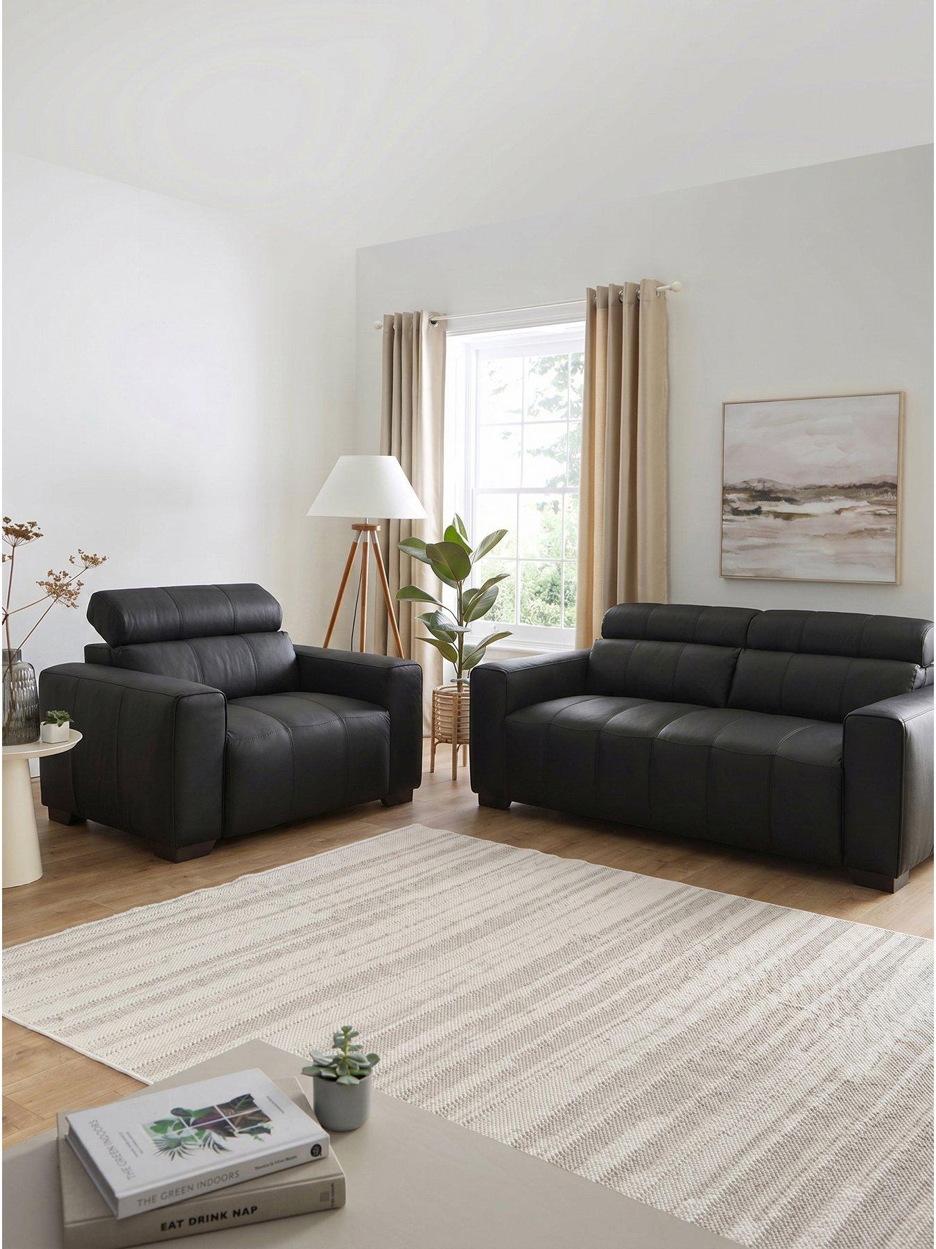The Very Collection Cannes 3 Seater Leather Sofa + Chair - FSC® Certified