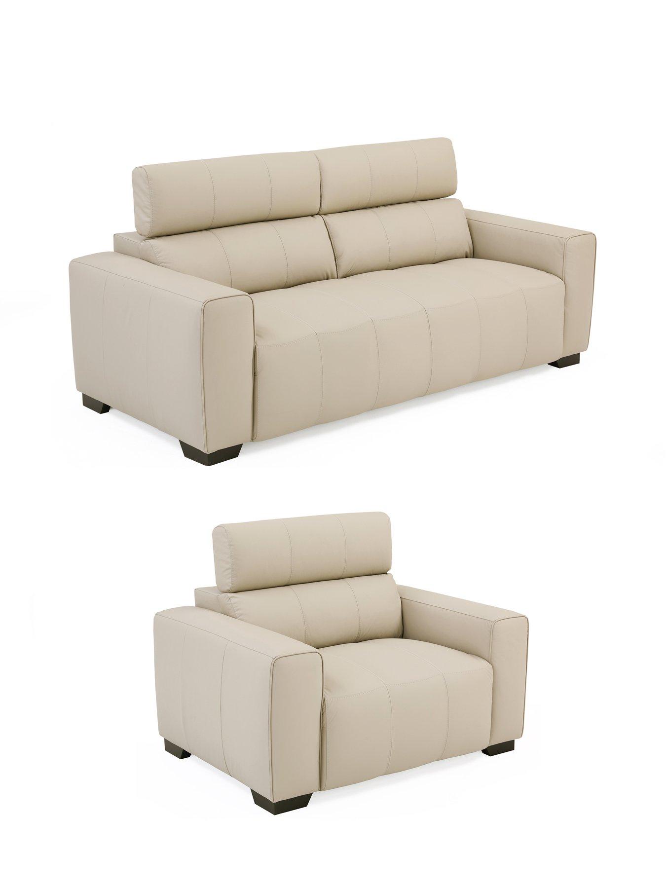Image 3 of 6 of The Very Collection Cannes 3 Seater Leather Sofa + Chair - FSC&reg; Certified